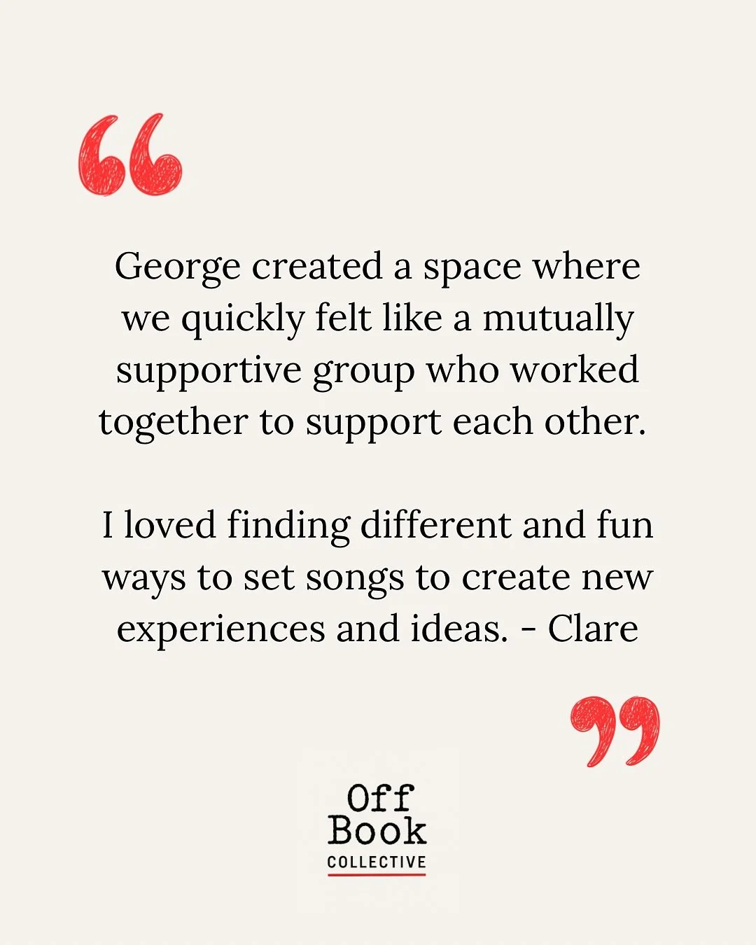 This is what Off Book is all about: space to play, connect, and grow as a performer, no matter where you&rsquo;re at in your creative journey.

Come and join the collective.

#offbookcollective #musicaltheatreworkshop #theatrenerdsunite #creativeconf