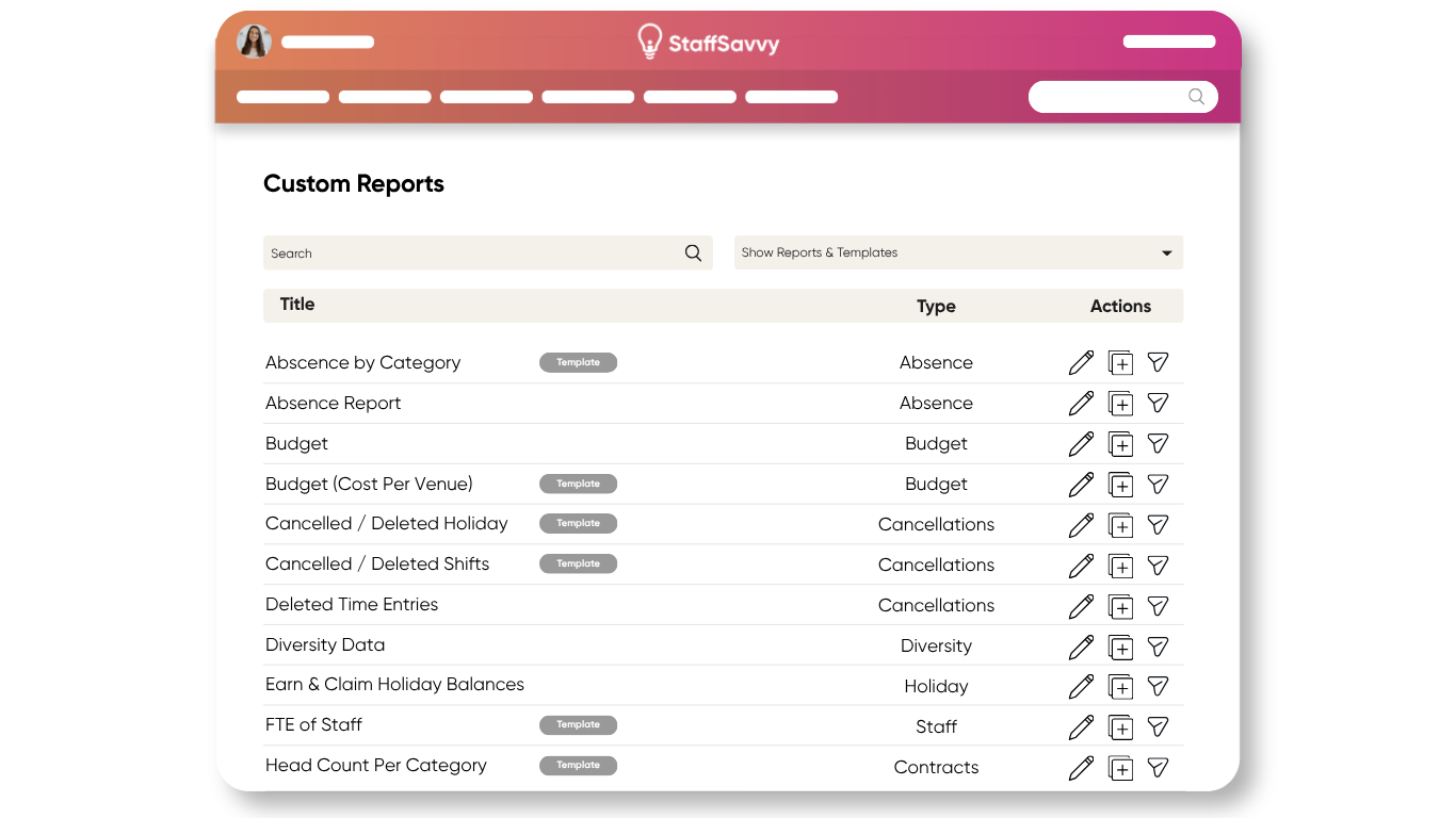 Custom Reports on StaffSavvy