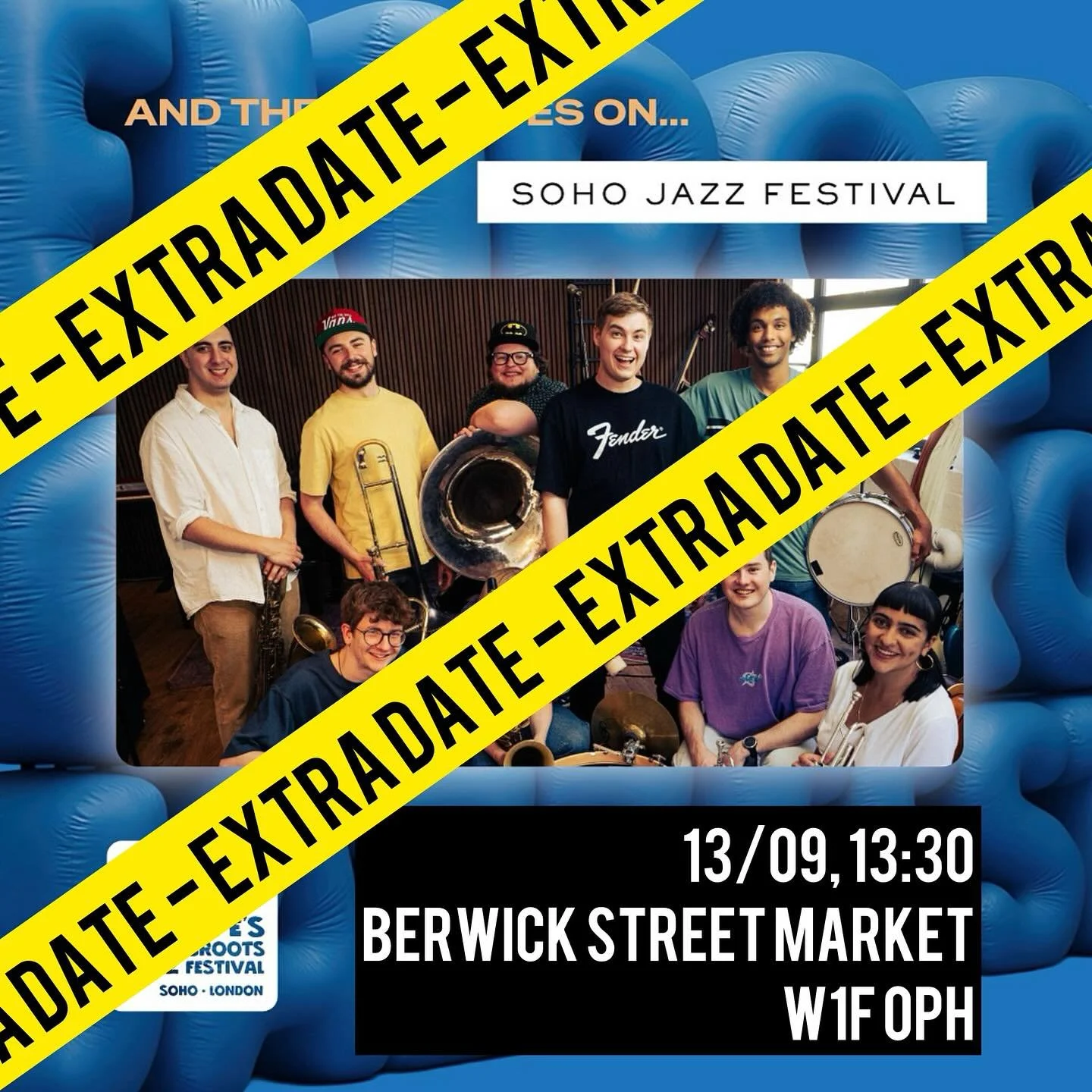 🔔TODAY🔔 Back by popular demand, the Soho Saints Brass Band return to the Soho Jazz Festival for an extra date to continue on the party!

Don&rsquo;t miss out! 🔥🔥

My Place Soho
Berwick Street Market
W1F 0PH

#soholive #sohojazzfestival #londonjaz