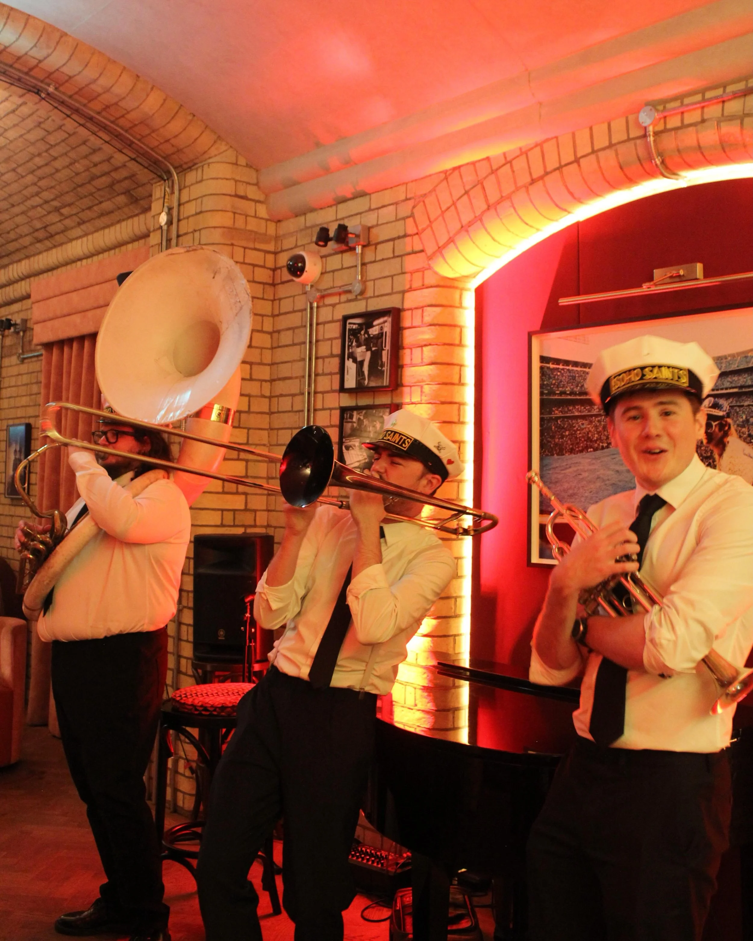 Ain&rsquo;t no party like a Soho party. 

#brassband #brass #trombone #sousaphone #trumpet