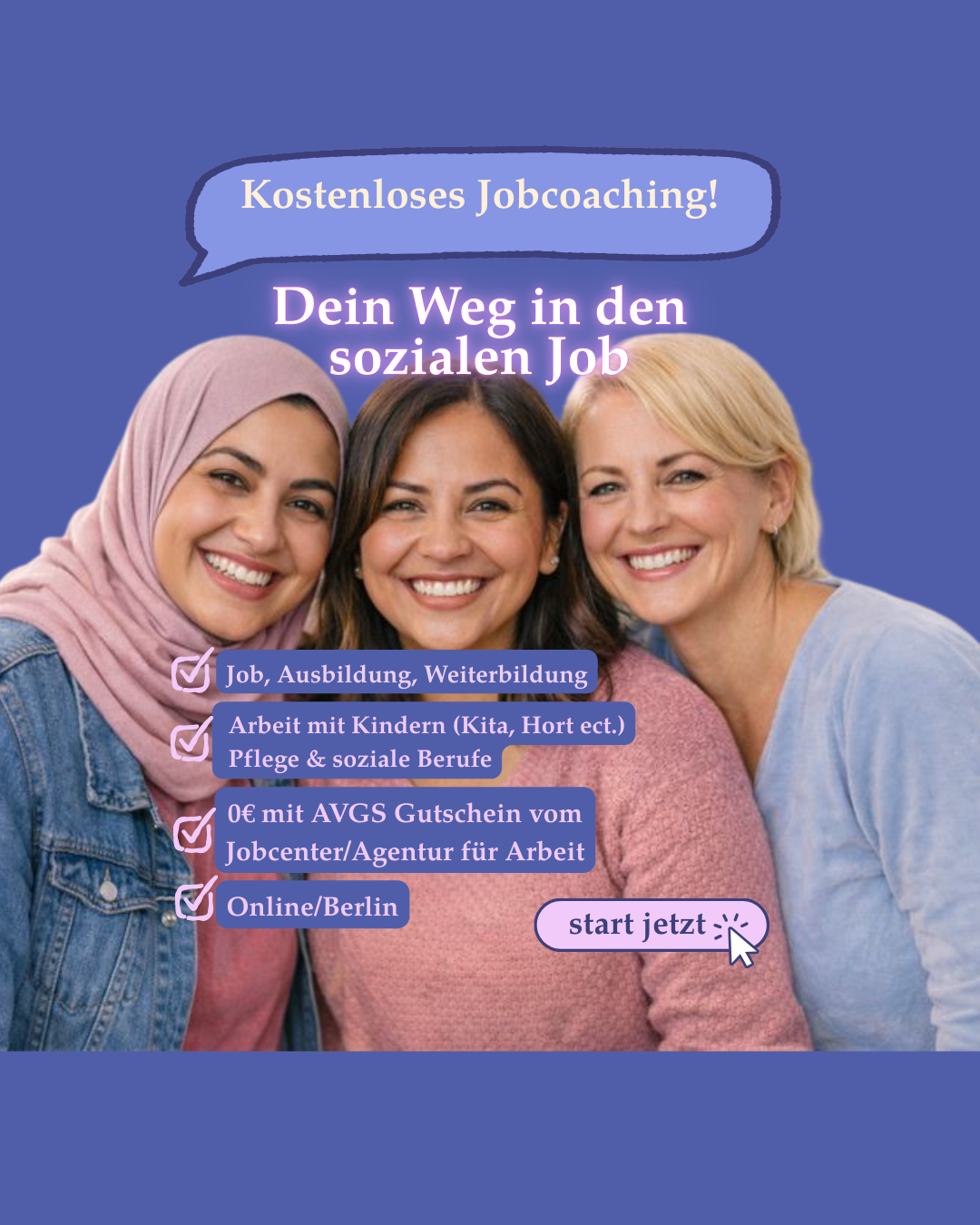 kostenloses Jobcoaching - Weg in den sozialen Bereich