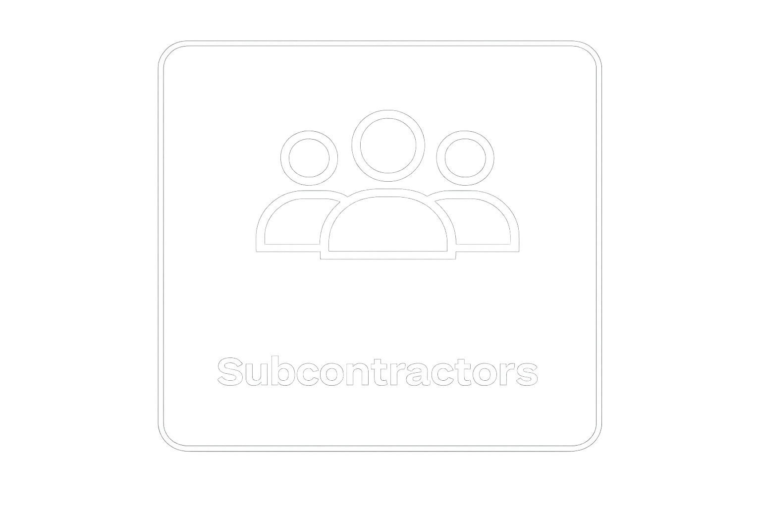 Icon representing subcontractors with three stylized human figures above the word 'Subcontractors'.