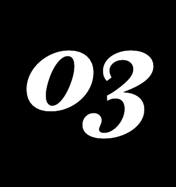 The number '03' in white