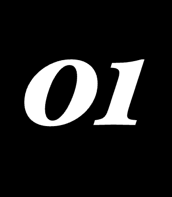 The number '01' in white