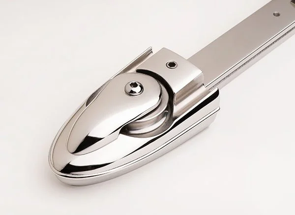 Close-up of a metal hinge or latch mechanism.