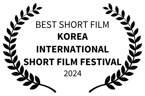 Award laurel wreath with text that reads 'Best Short Film Korea International Short Film Festival 2024'.