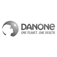 Danone logo featuring a profile of a girl's face with a star in her hair, accompanied by the slogan 'One Planet. One Health.'