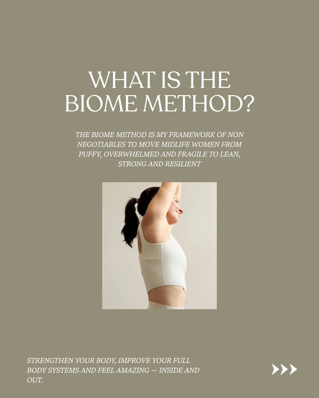 Your BIOME is your body&rsquo;s internal ecosystem&mdash;how your metabolism, nervous system, digestion, and movement all work together.

I have spent the last few months fine-tuning a framework of non-negotiable dial-movers, to help midlife women mo