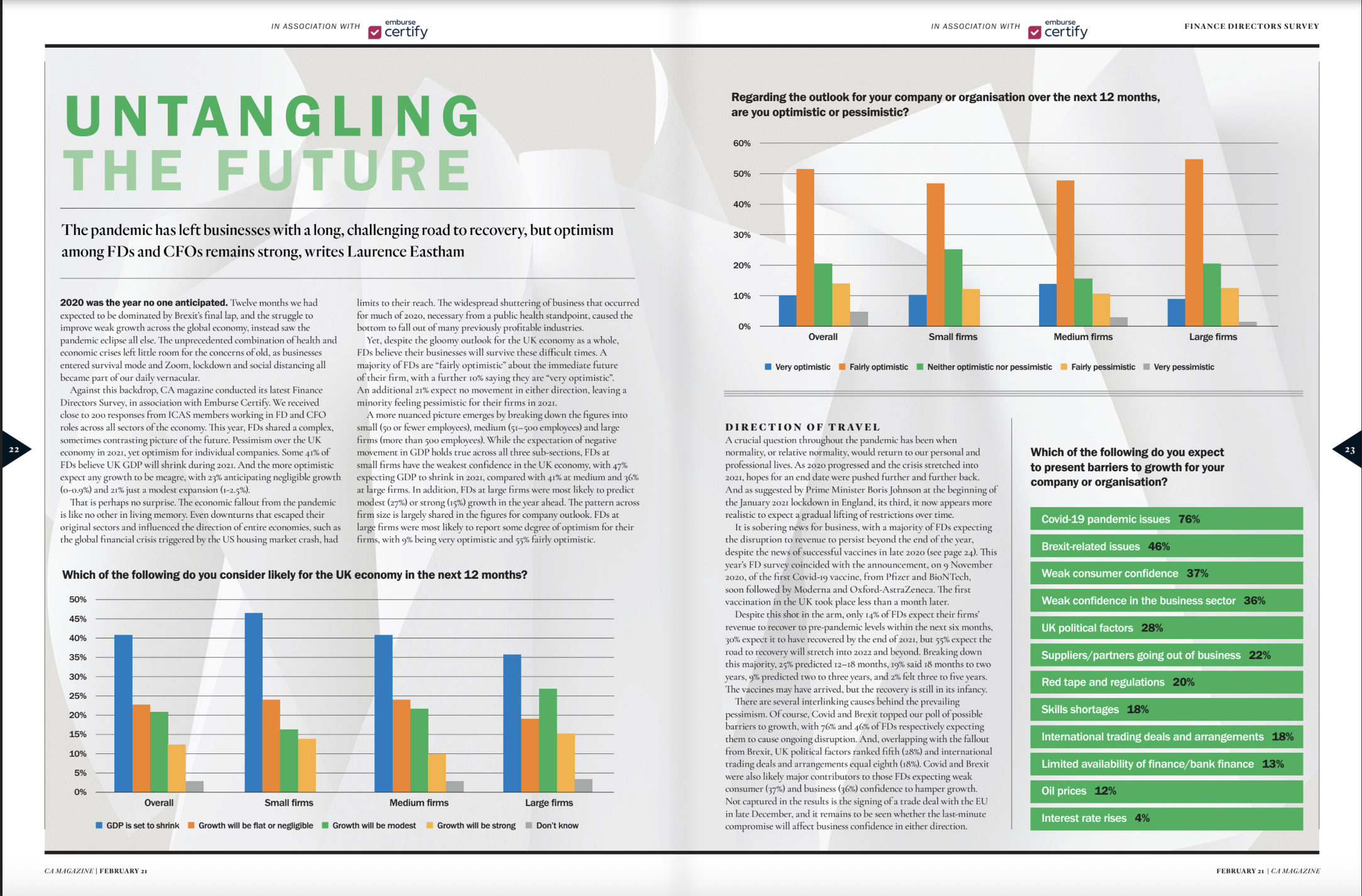 A magazine article showing data journalism.