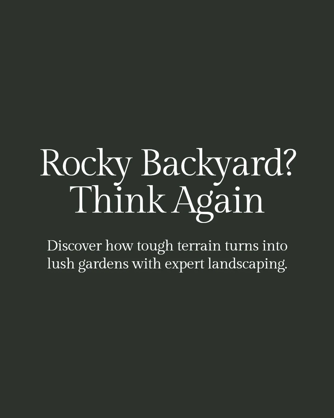 Think your rocky backyard is a lost cause? 

Think again! 

With our innovative landscaping solutions, even the toughest terrains can become lush, beautiful spaces. 
Whether it's hydroseeding or edible landscapes, we're turning challenges into stunni