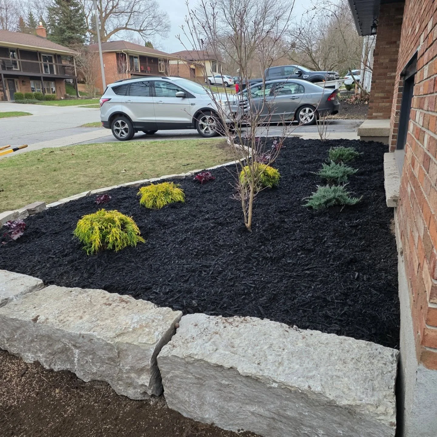 A few photos of a project we finished in byron. We installed armorstone and ledgerock, designed a planting plan and finished it off black mulch. If the front of your house needs a little curb appeal dont hesitate to reach out. #armorstone #ledgerock 