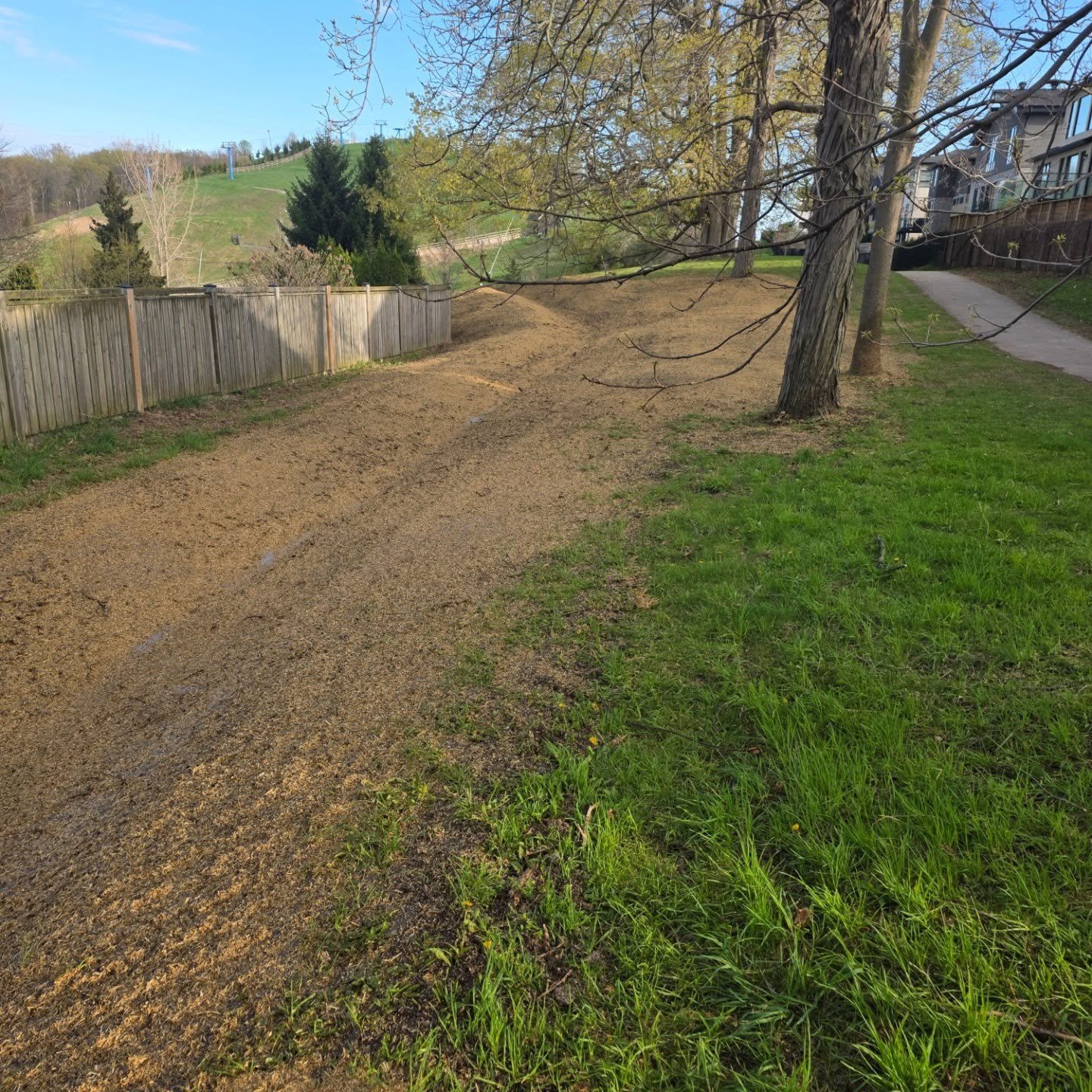 Hydroseeding project 4 today was also for @steeper_services seeding a swale on a trail near boler with plantae bfm (no dye) #hydroseeding #bfm #londonontario #boler