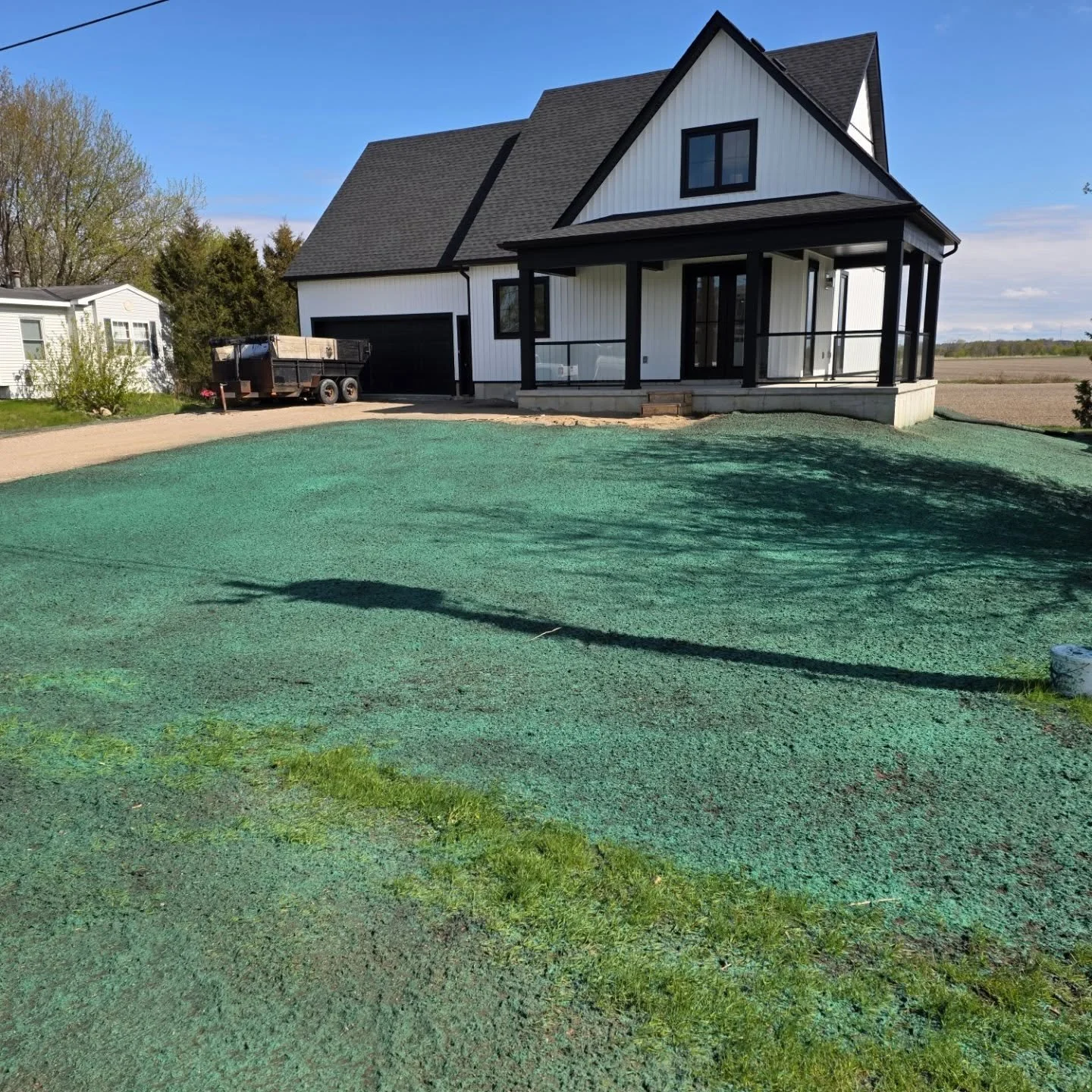 Hydroseeded a soon to be listed house for @realtor.mikevandervloet near Thedford/ Port Franks. Keep an eye for the listing if your looking to buy in the area. #hydroseeding #hydroseedingportfranks #hydroseedingthedford #woodfiber
