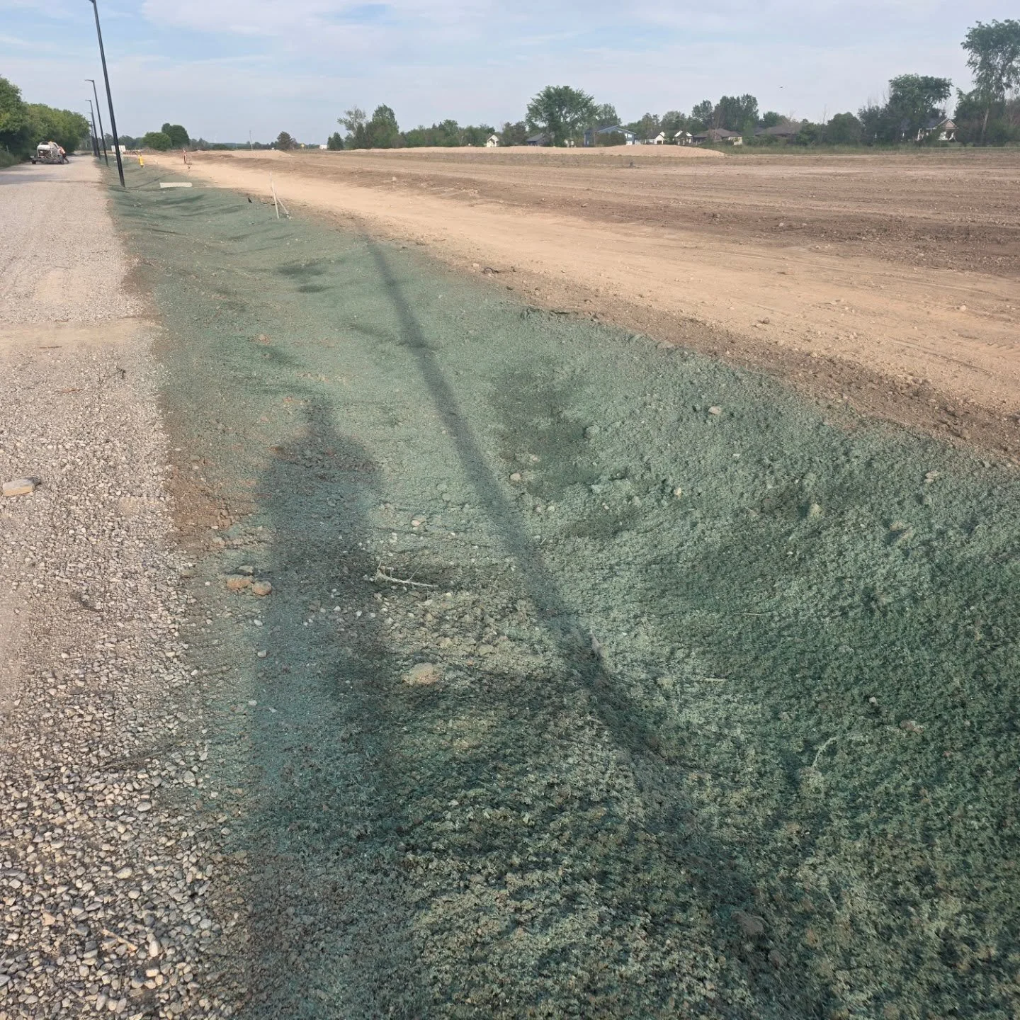 That's a wrap on topsoiling and hydroseeding this 1300' long ditch at Infinity ridge near grand bend. #grading #hydroseeding #GrandBend #stjosephsontario