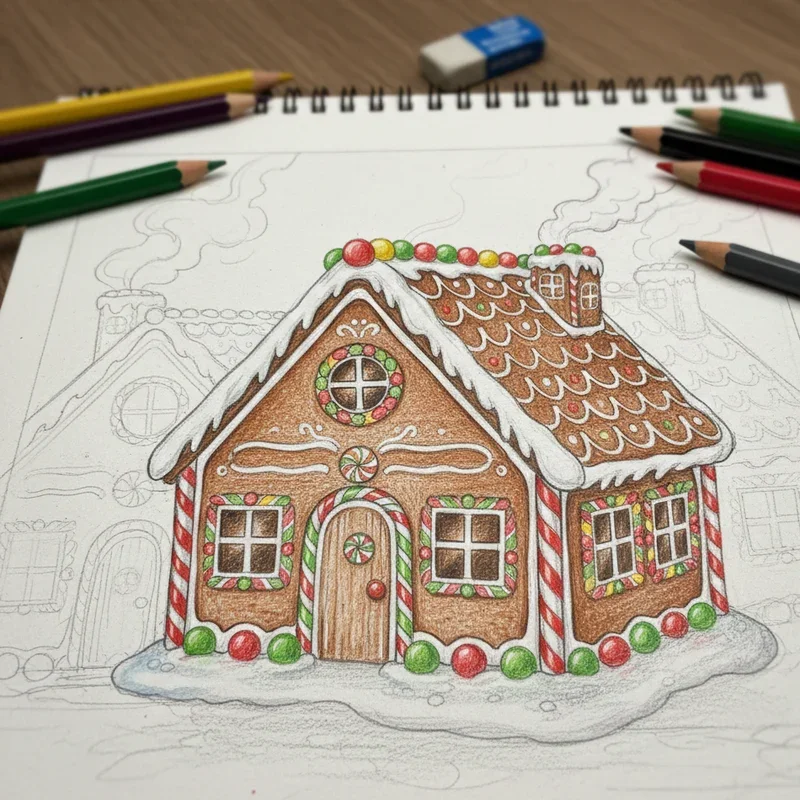 Gingerbread House Drawing Ideas