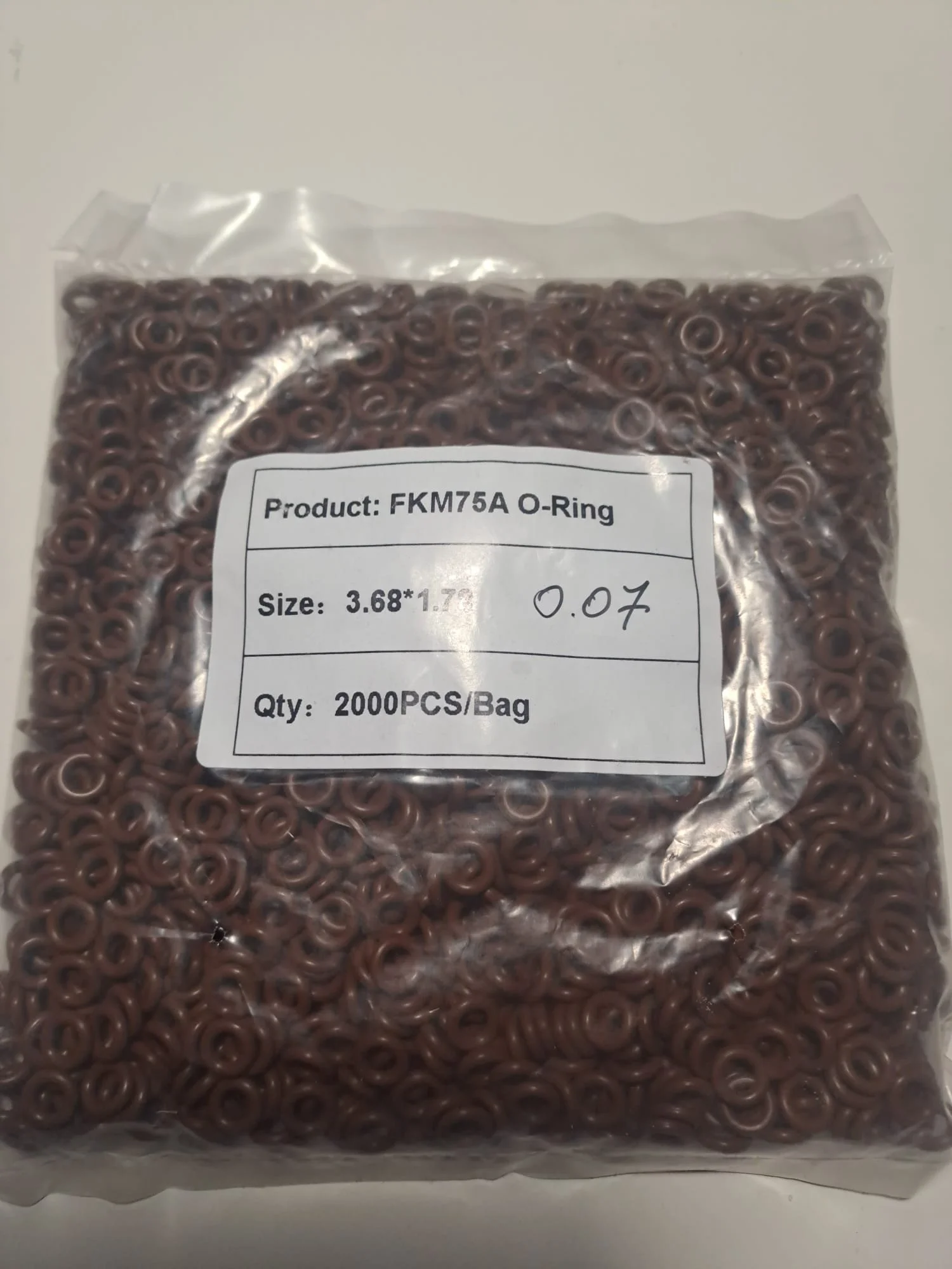 O'ring 007 Viton 75A  3.68±0.13 X 1.78±0.08  Standard AS 568