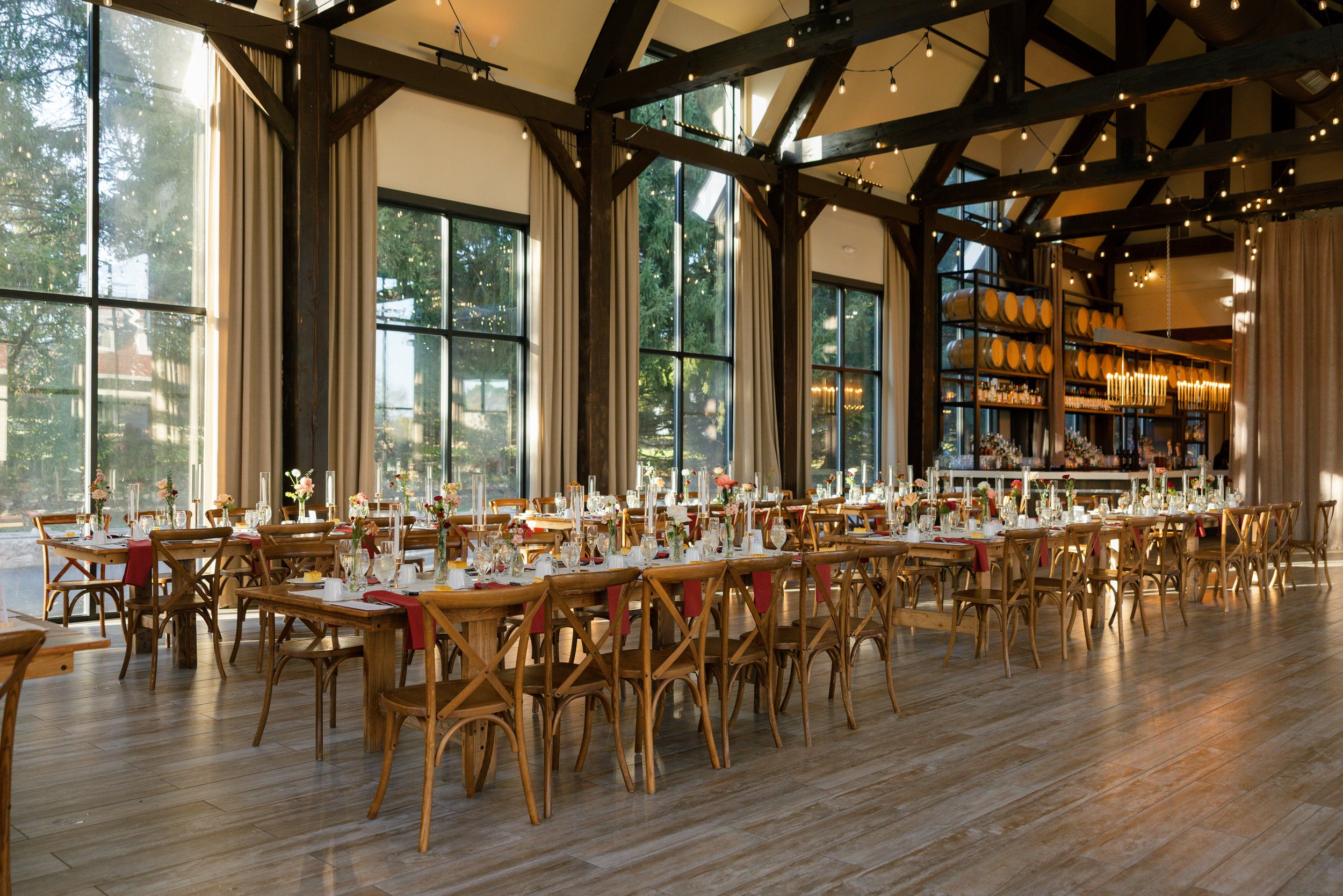 5 Design Tips for Styling a Terracotta, Satin &amp; Tuxedo Palette in a Modern Hudson Valley Barn Venue