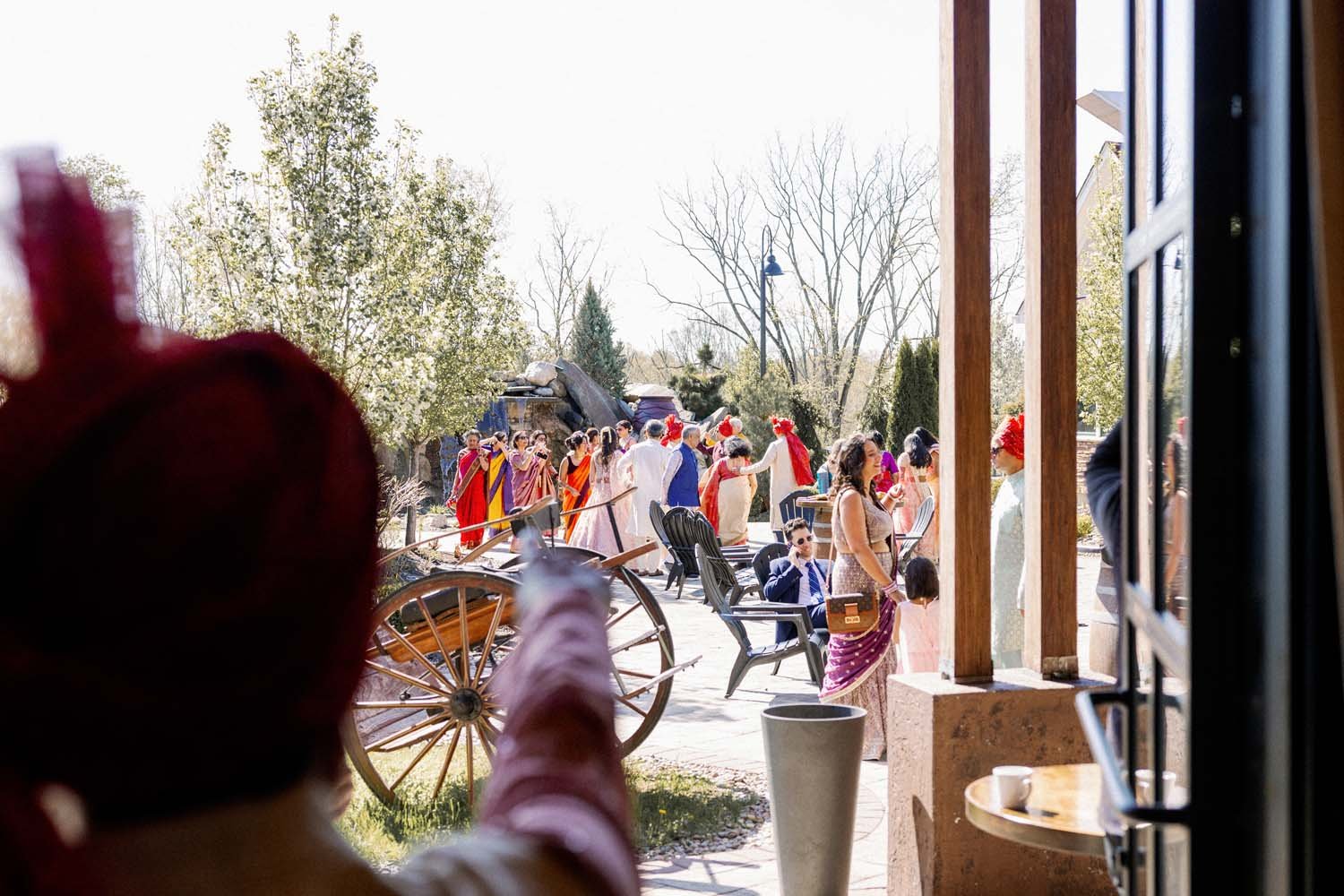 Guests gather outside The Barn in Hudson Valley, New York.
