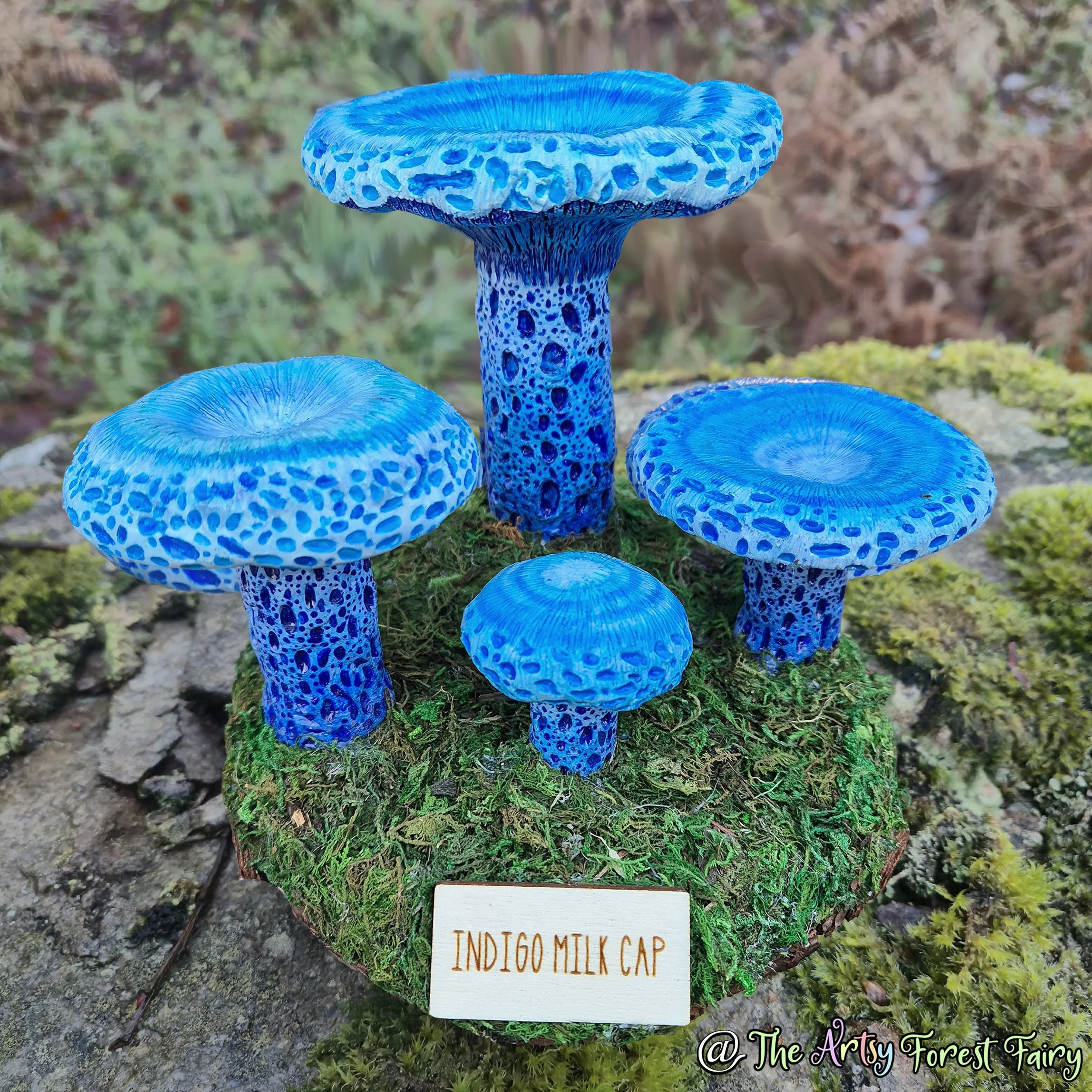 Indigo Milk Cap Mushroom Realistic Mycology Foraging Sculpture