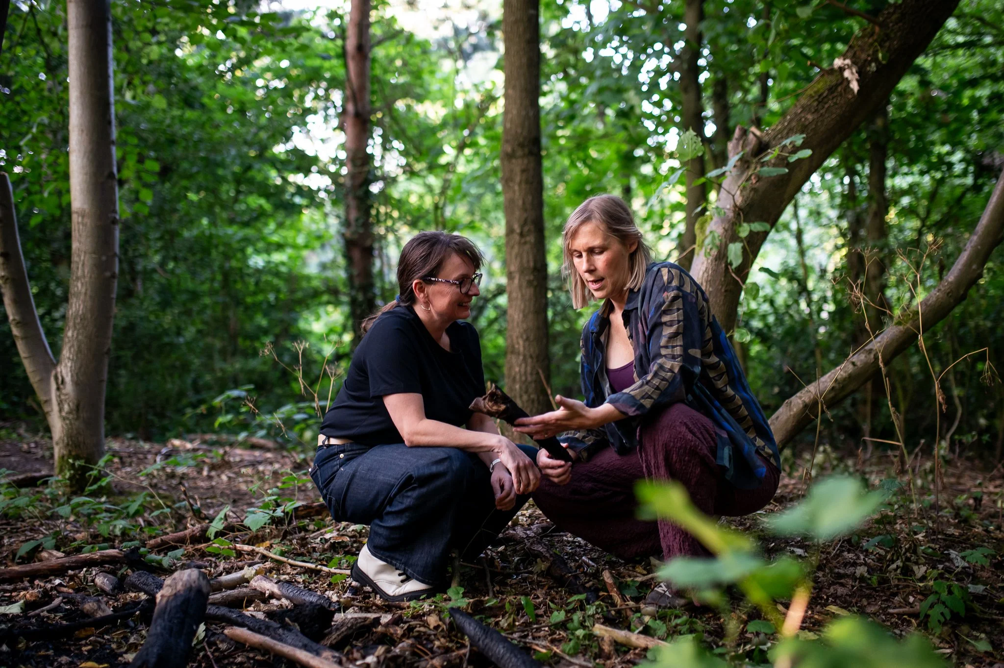 Guided reflective walk in a forest.