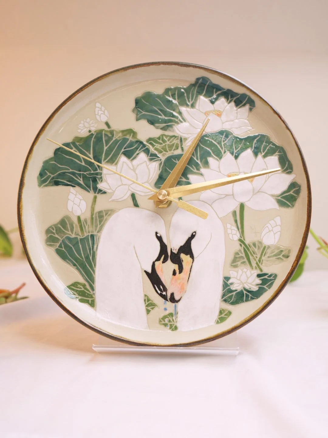 PRE-ORDER Swans and Lotus Wall Clock