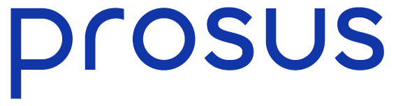 Prosus logo. Blue text on a blank background.