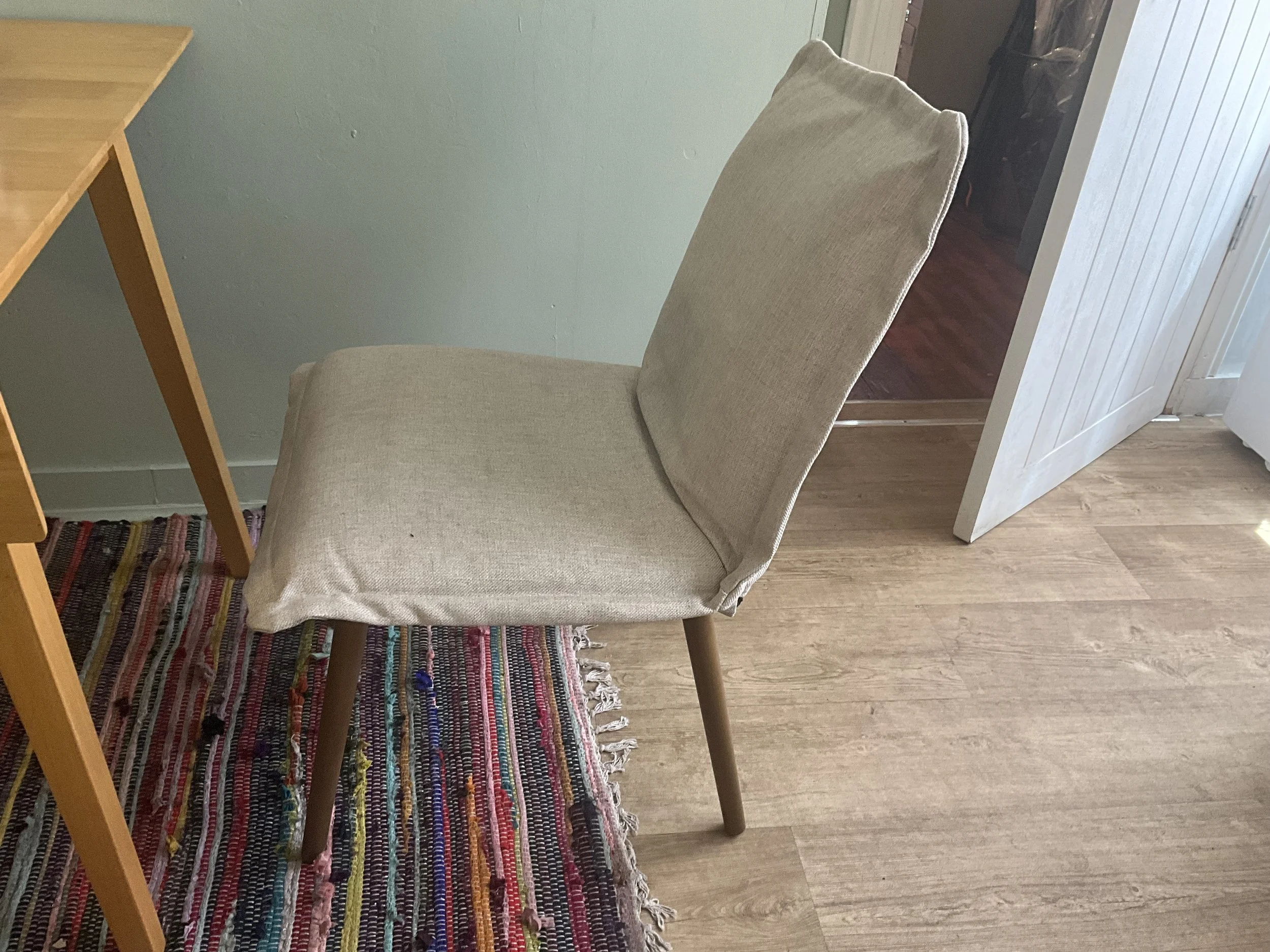 A picture of a chair used by clients in the therapy space