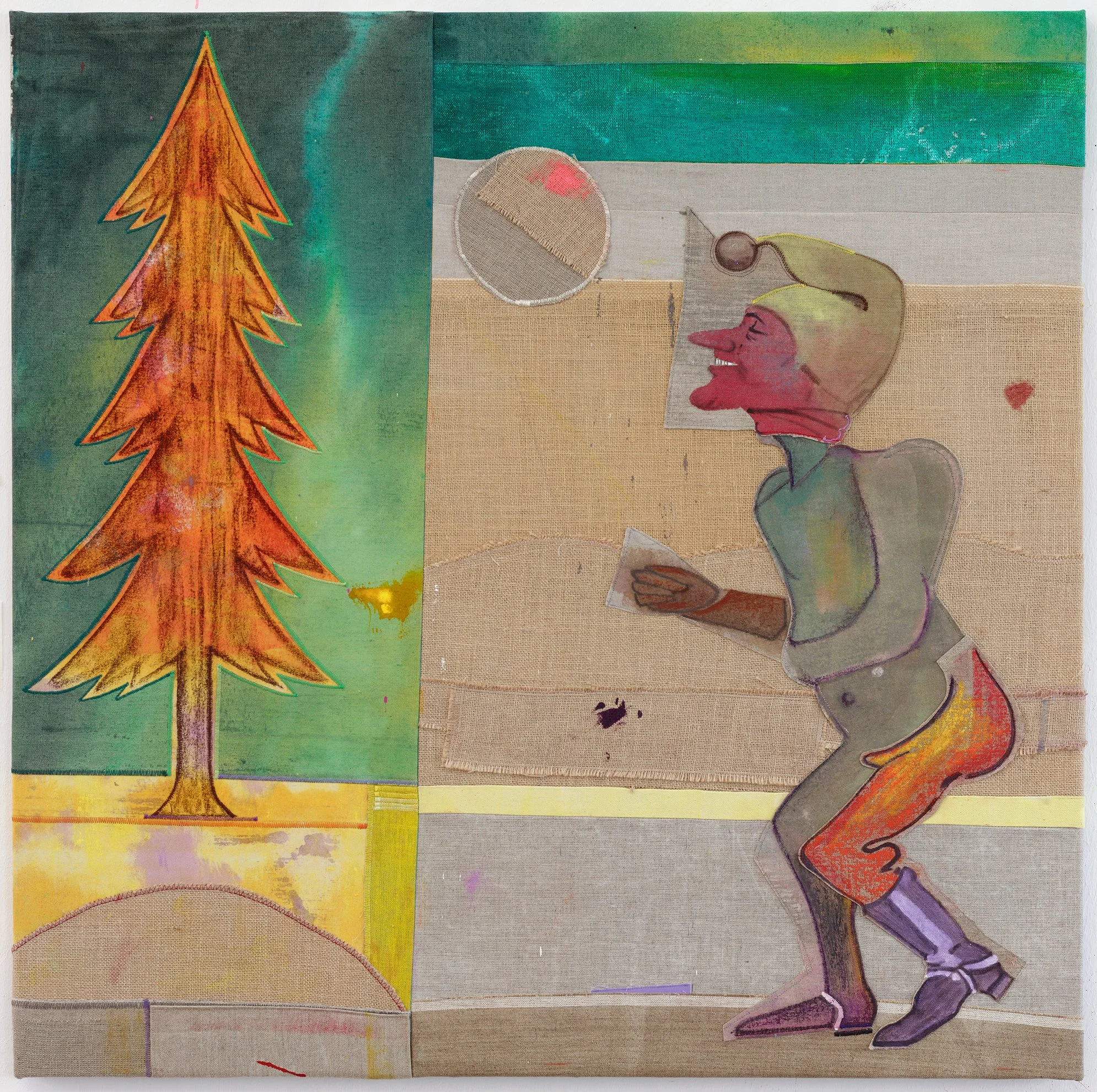  Oracle Dancer or Difficulty of a Prophecy , 2018
Oil, pigments, Capaplex and yarn on canvas and jute
39 1/2 x 39 1/2 in | 100 x 100 cm