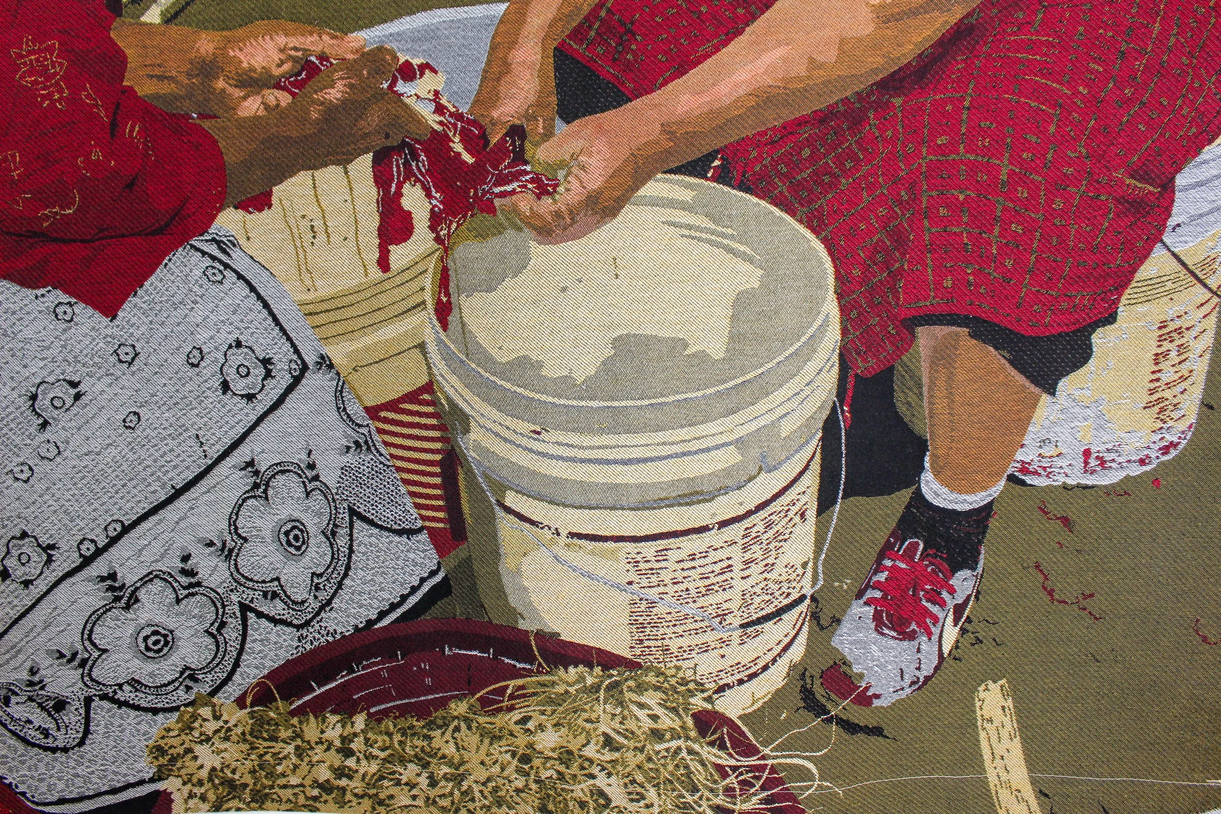 Malaika Temba
Detail  Preparing Dinner , 2025
Jacquard woven fabric, paint
61 x 52 in | 155 x 132 cm