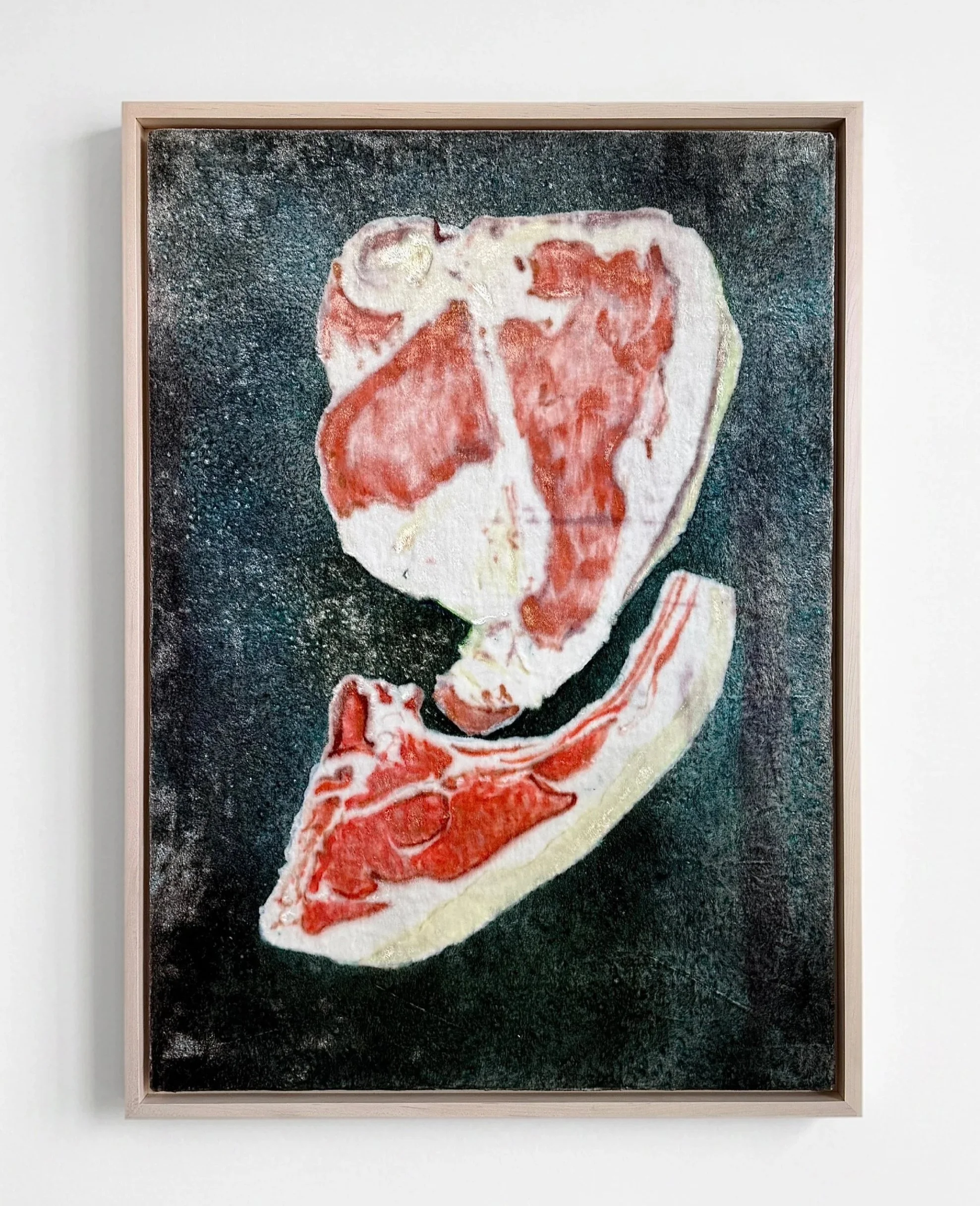 Travis Boyer
 Raw Endes , 2026
Dye on silk velvet on panel in artist frame
31 1/8 x 22 in | 79 x 56 cm