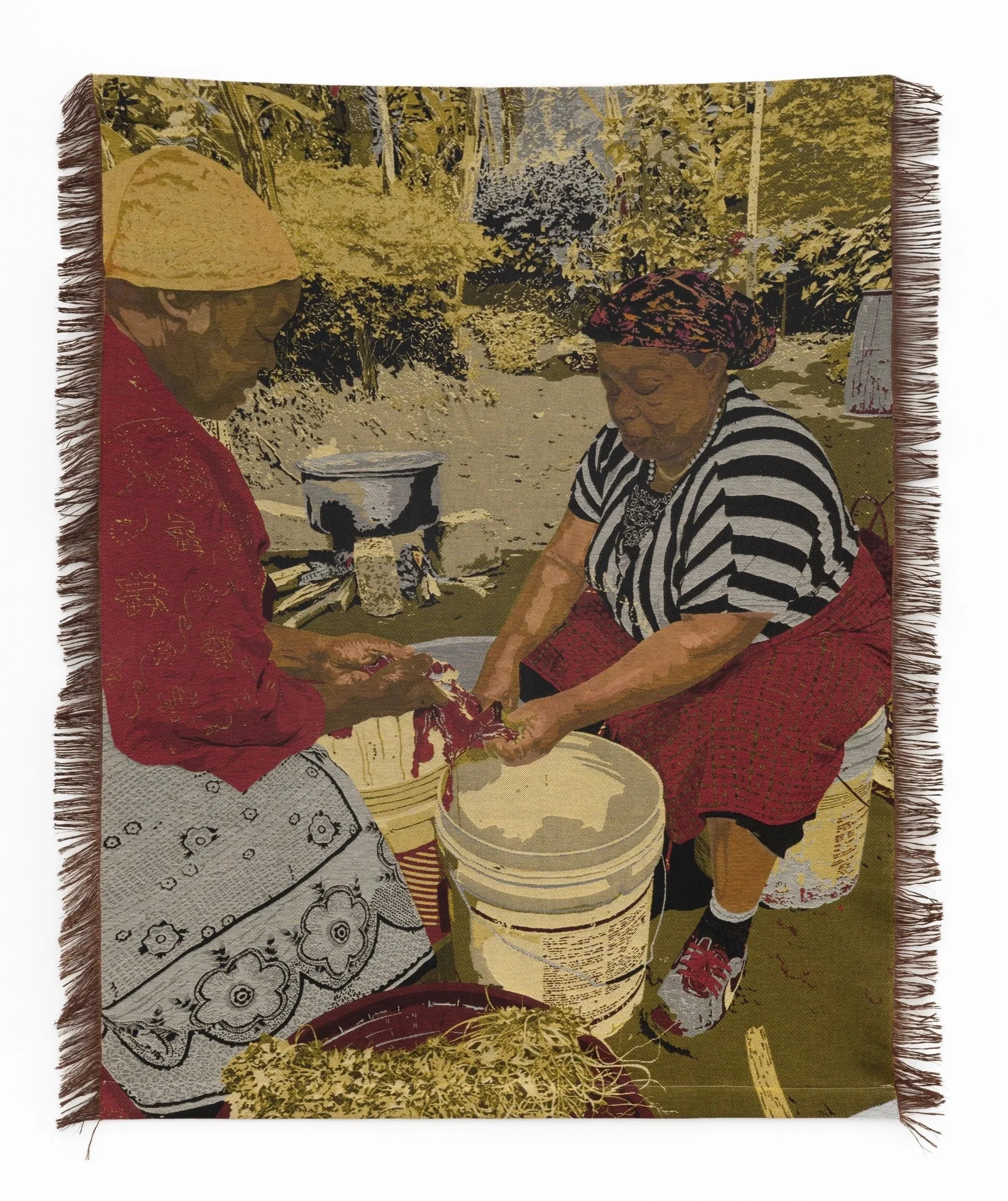 Malaika Temba
 Preparing Dinner , 2025
Jacquard woven fabric, paint
61 x 52 in | 155 x 132 cm