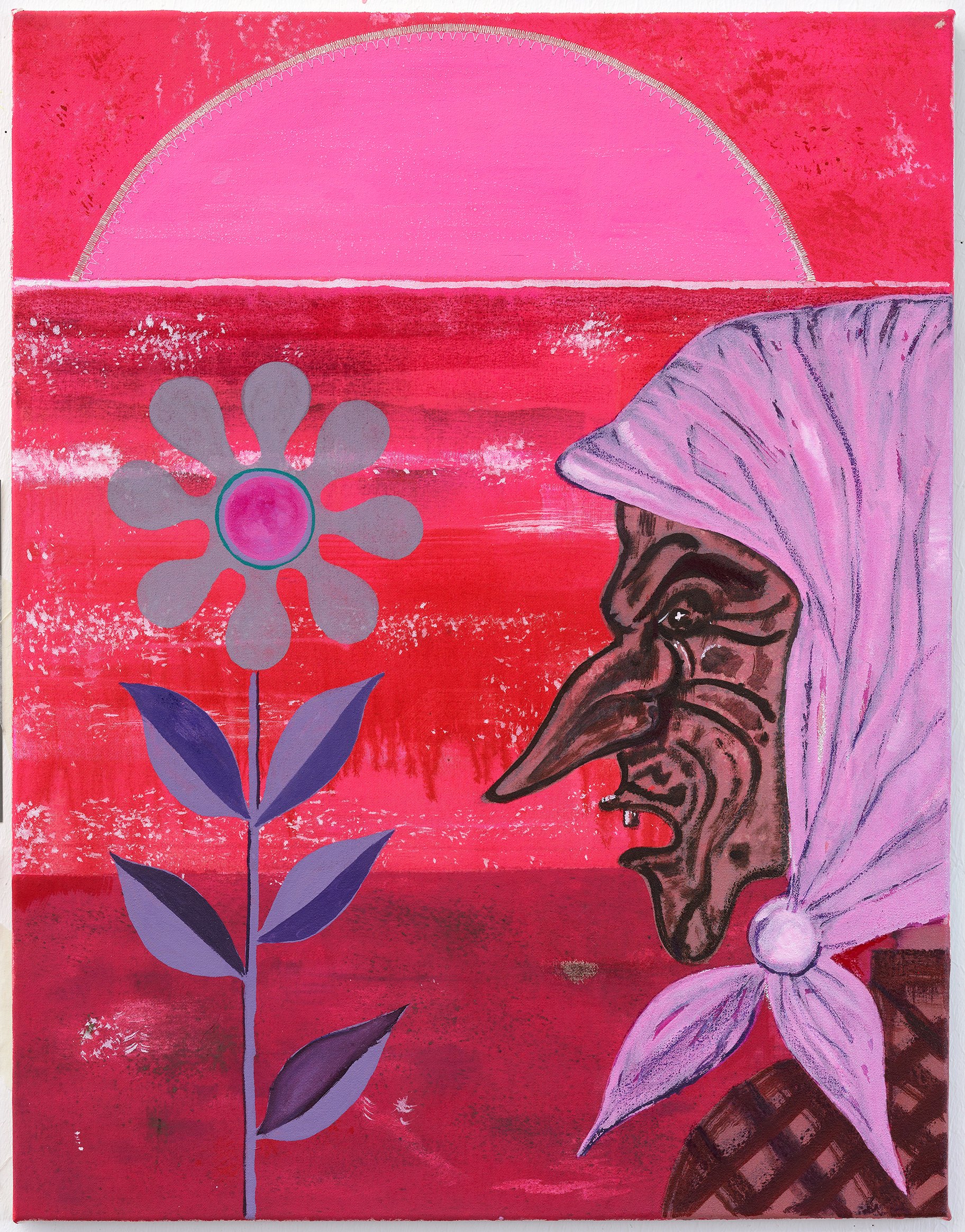  Nobody Knows , 2018
Oil, pigments, Capaplex and yarn on canvas and jute
27 x 21 3/4 in | 71 x 55 cm