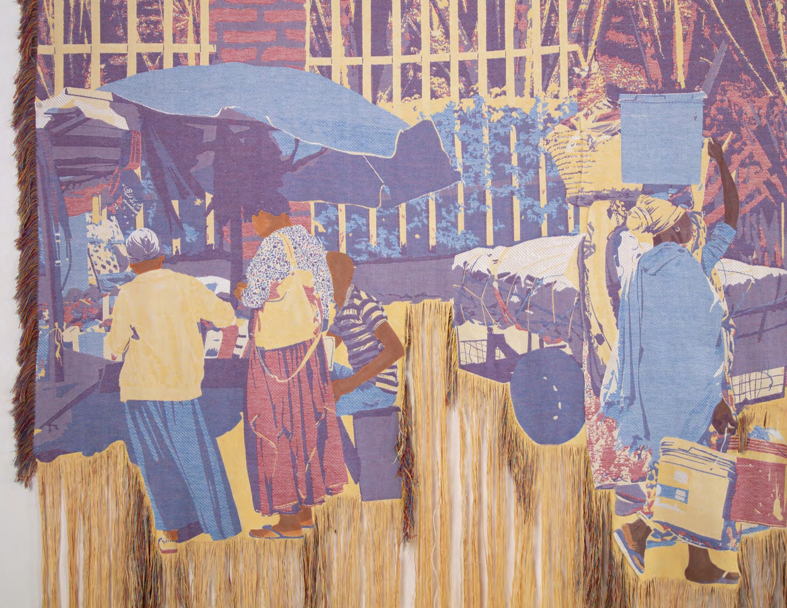 Detail,  Etched in Soil , 2025
Jacquard woven fabric and acrylic paint
107 x 173 in | 272 x 439 cm