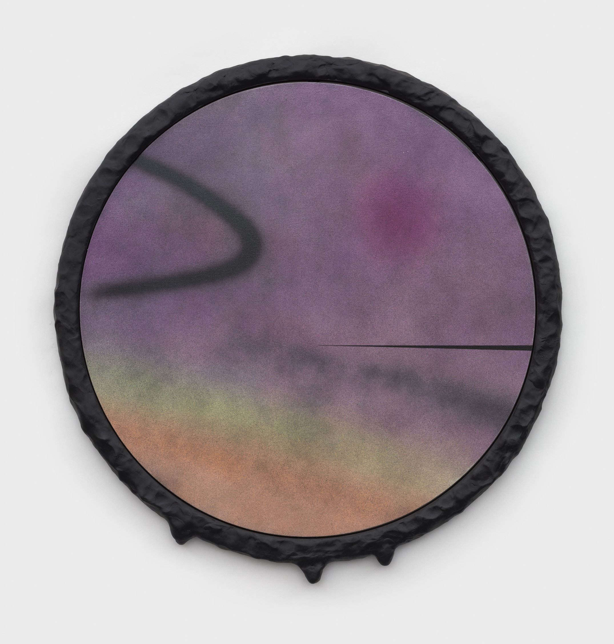  The Sun (Dripping) , 2022
Acrylic on canvas, painted wood frame, steel, cotton rope, dibond
Diameter: 57 cm | 22 1/2 in