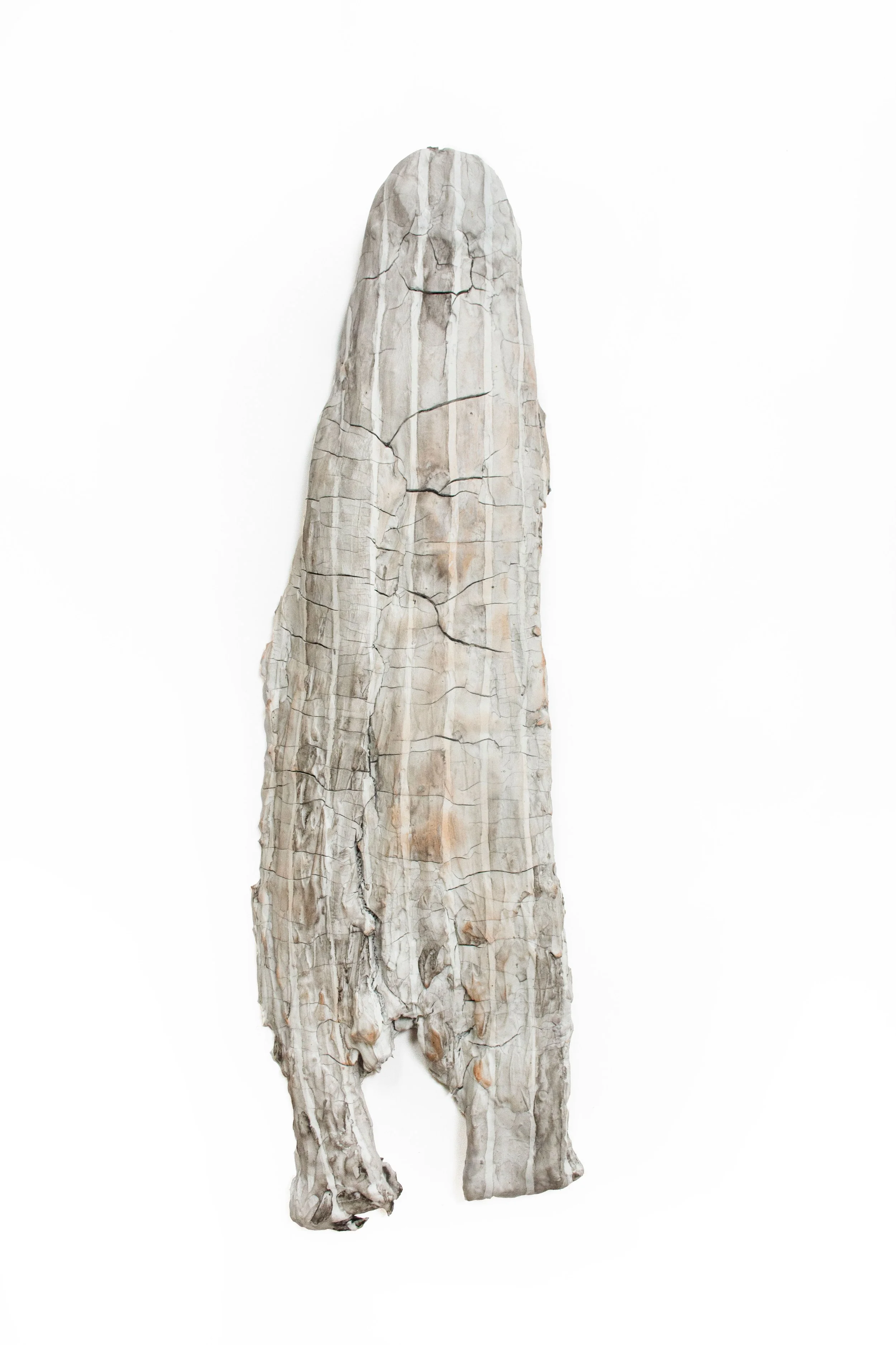  Fragment (Men's Shirt Worn for Painting) , 2019
India ink on fired porcelain formed from fabric and wood
29 1/4 x 8 3/4 x 2 1/4 in | 74 x 22 x 5.5 cm