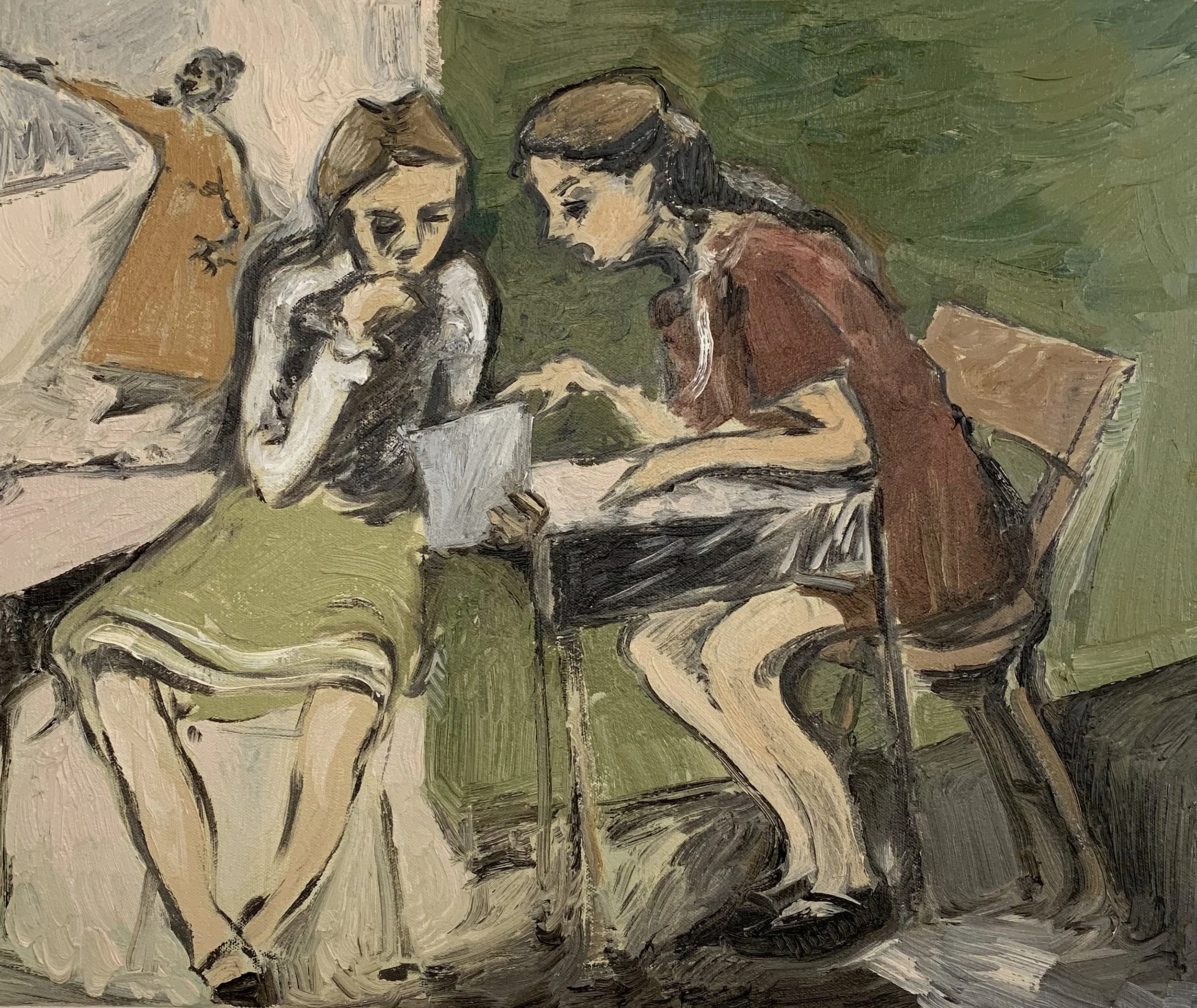  Reading the Note , 2019
Oil on canvas
16 x 20 in | 40.5 x 51 cm