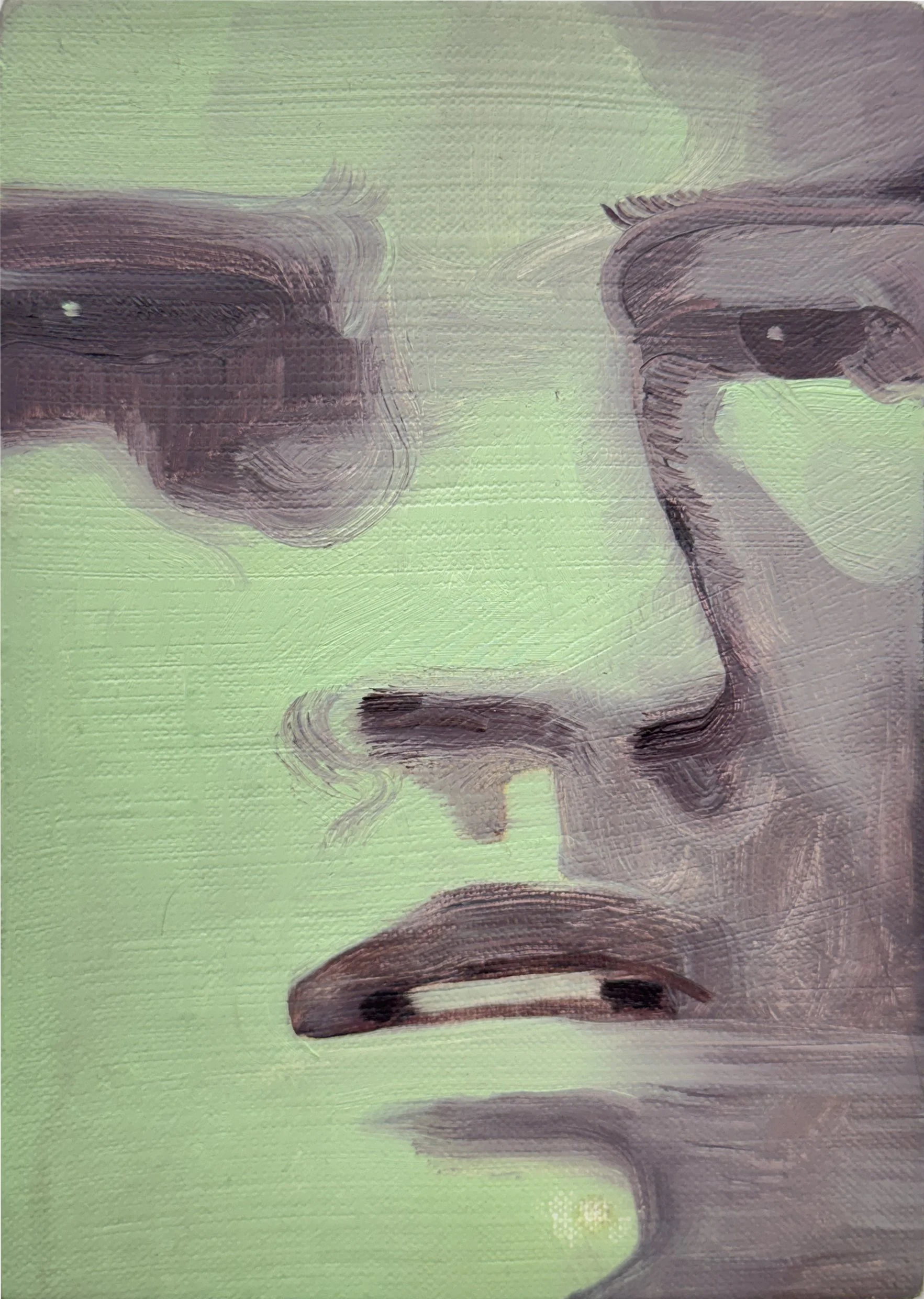  Pensive , 2025, Oil on linen, 7 1/8 x 5 1/8 in | 18 x 13 cm