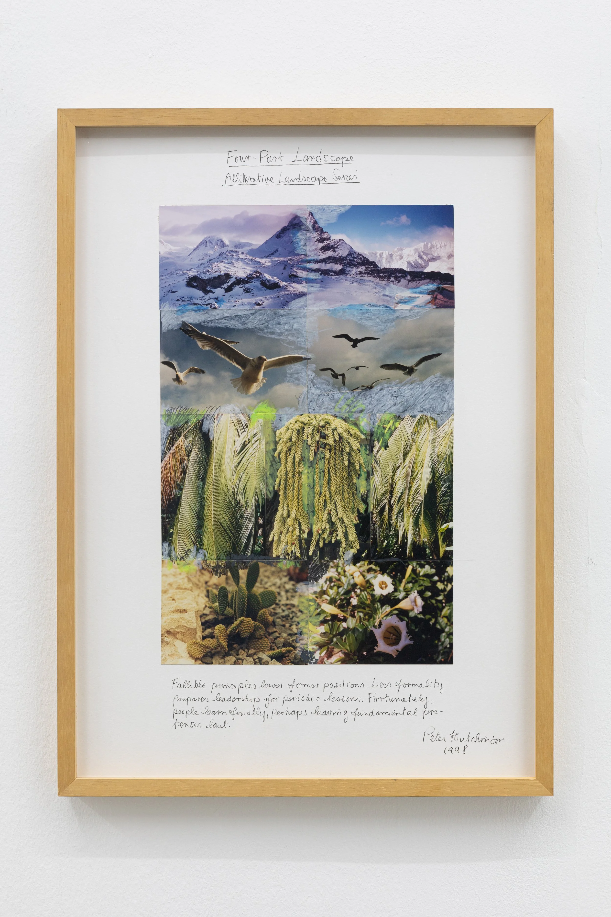  Four Part Landscape , 1998
Photo-collage, ink, crayon, text on cardboard
22 7/8 x 16 1/2 in | 58 x 42 cm