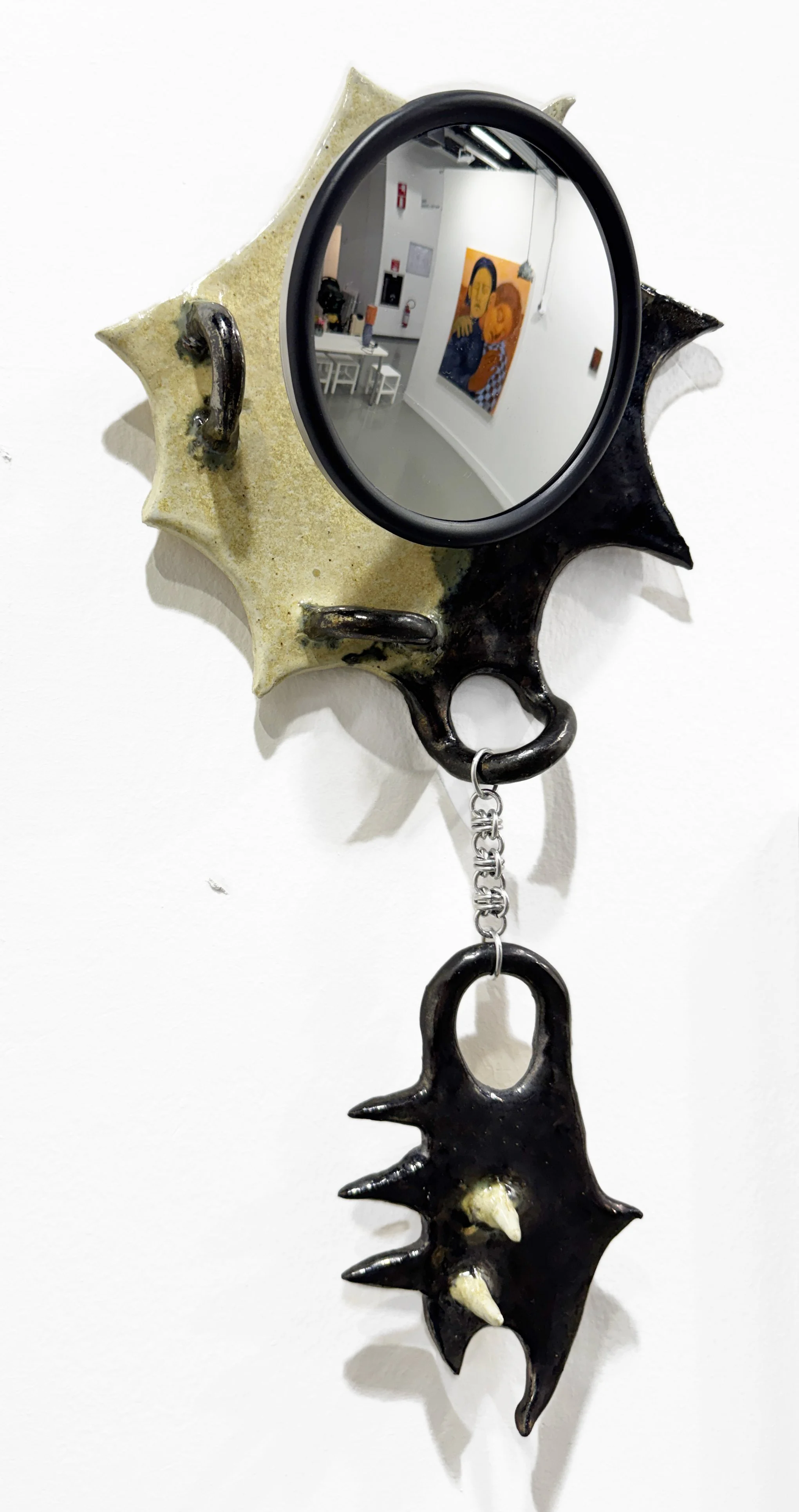  Spiked Reflection , 2026
Stoneware, glaze, metal ring
