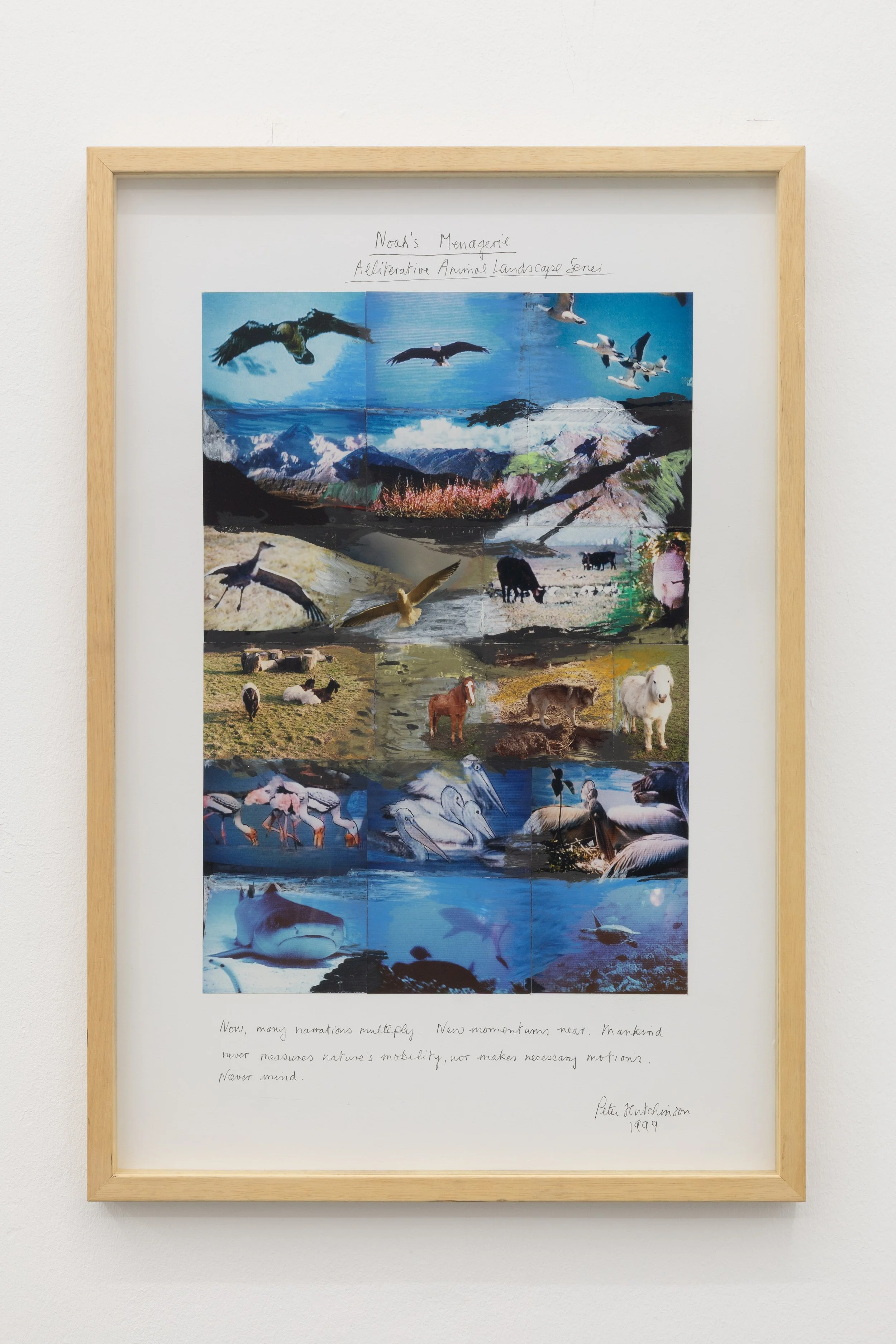  Noah’s Menagerie , 1999
Photo-collage, ink, text on cardboard
30 3/4 x 21 1/4 in | 78 x 54 cm