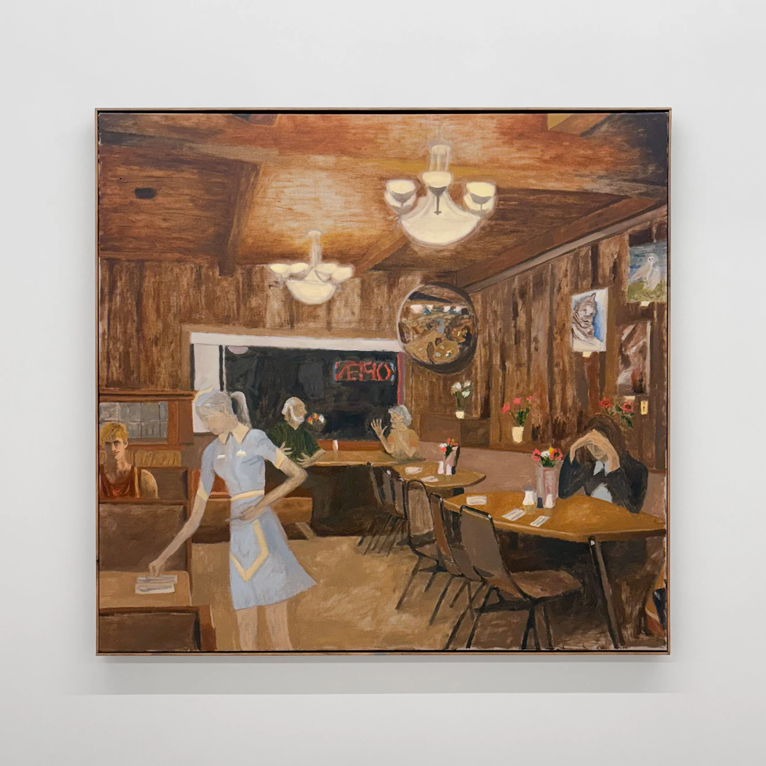 Frans Nybacka
 Armadillo Café , 2025
Oil on linen, artist-made pine frame
39 3/8 x 41 3/8 in | 100 x 105 cm