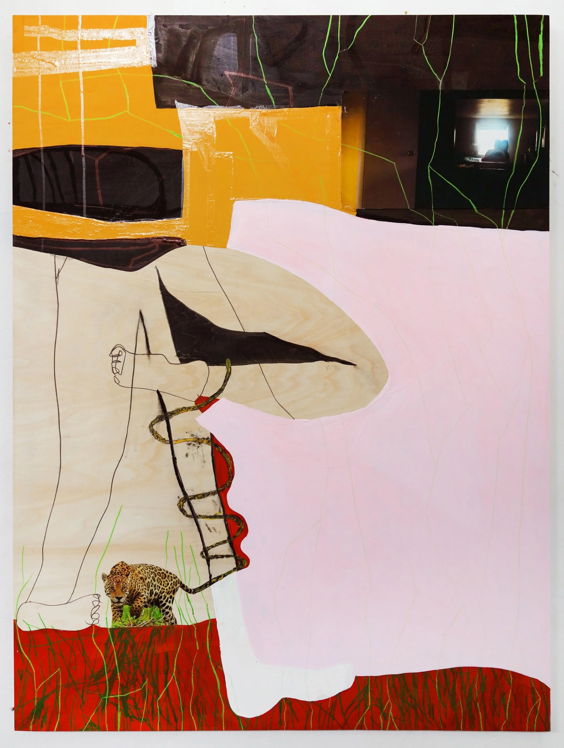  Tube Socked , 2021
Video screen shots from "Future From Inside" by Dani + Sheilah ReStack, acrylic, graphite, gouache, charcoal, tattoo sticker on panel
122 x 91.5 cm | 48 x 36 in