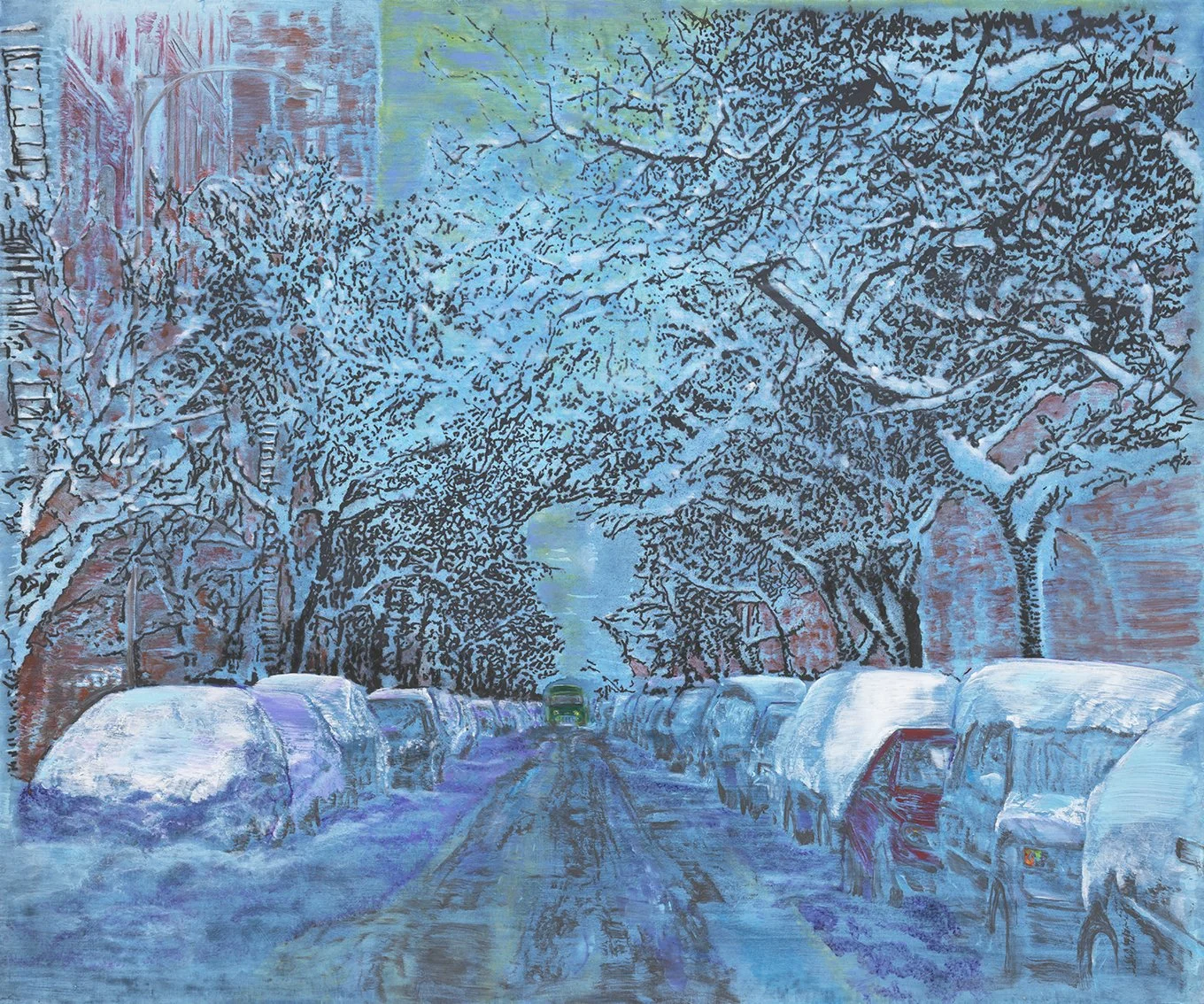  6 am on 16th St , 2019
Oil and acrylic on linen
50 x 60 in | 127 x 152.5 cm