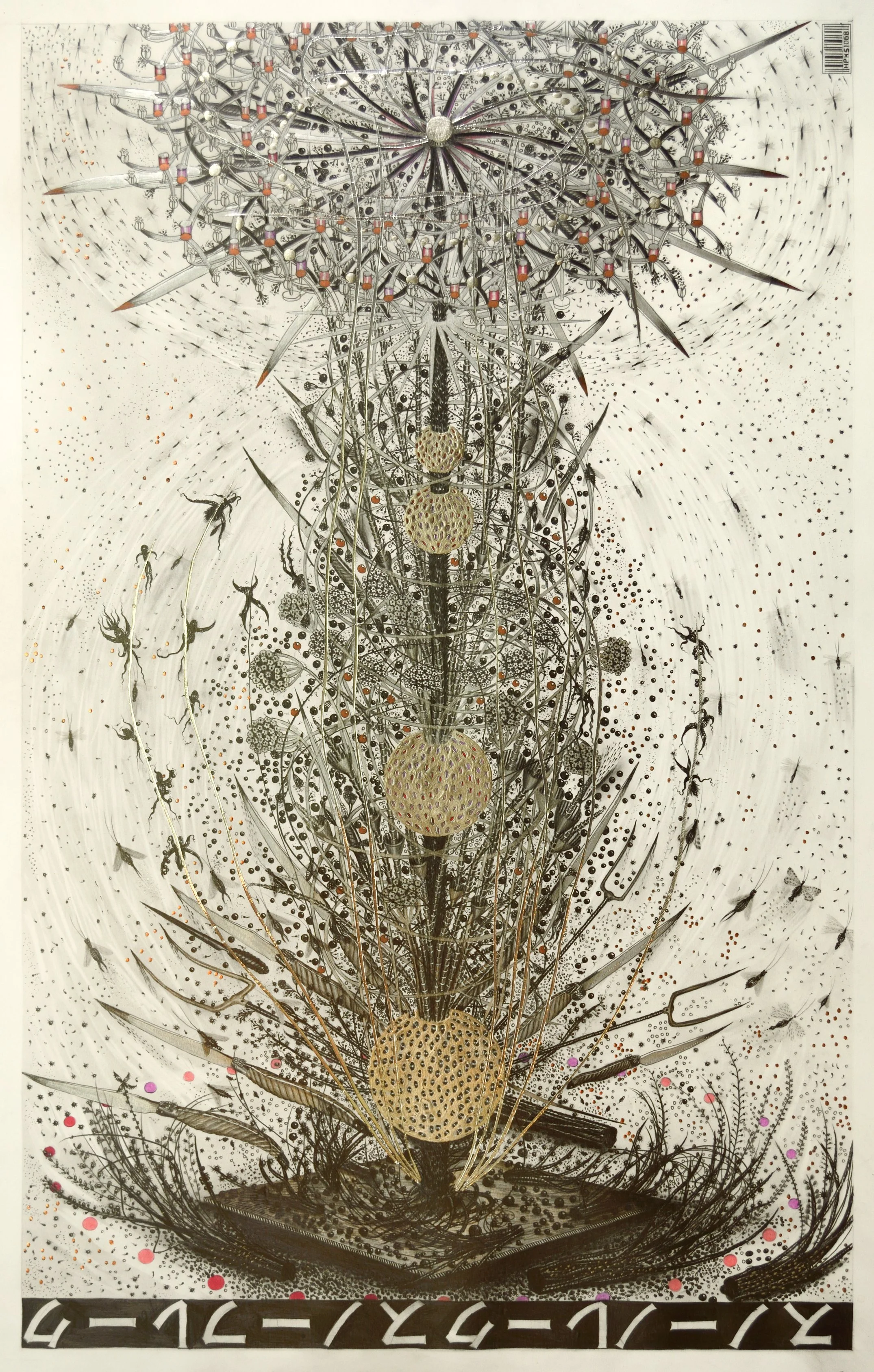  Snowflake/Snowflake , 2017
Graphite, silver ink, copper leaf and acrylic paint on Fabriano 4 paper
84 x 54 cm / 33 1/14 x 21 1/4 in