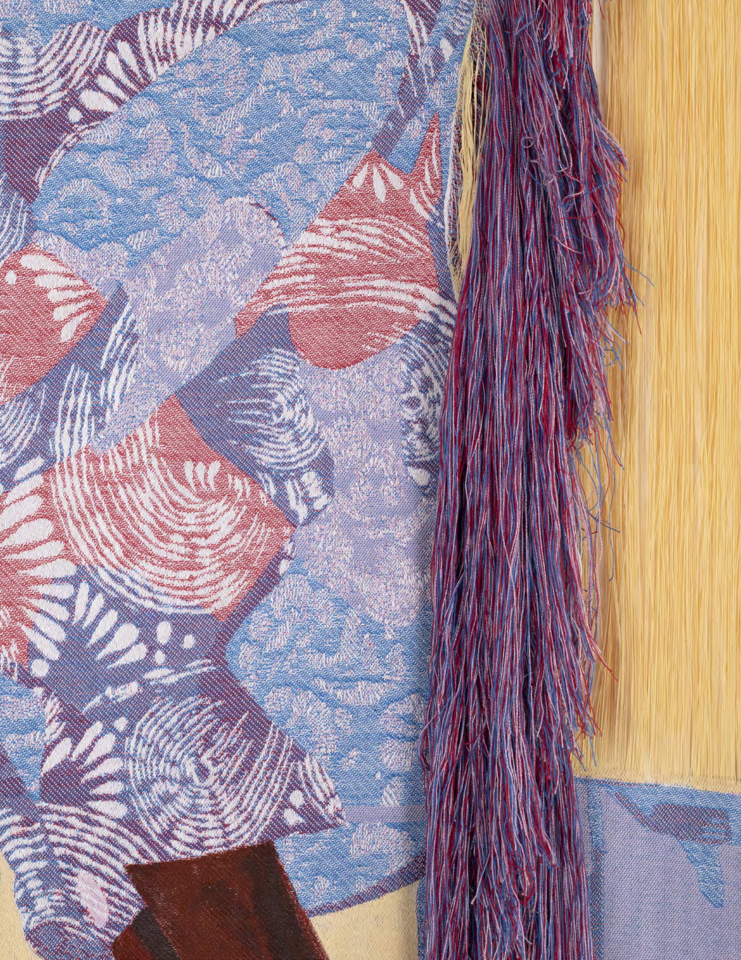 Detail,  The Well Knows Her Name , 2025
Jacquard woven fabric and acrylic paint
103 x 51 in | 262 x 129.5 cm