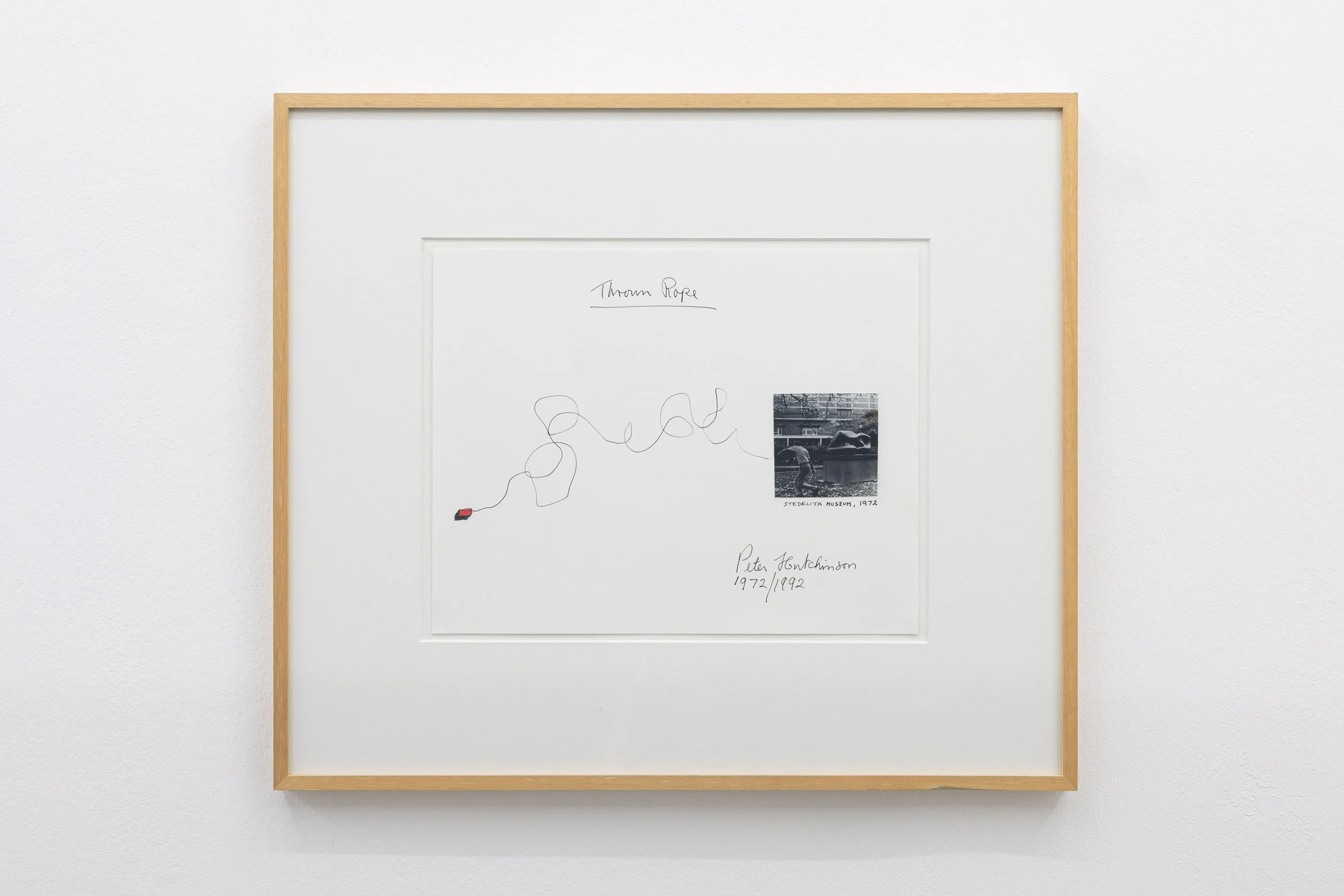  Thrown Rope Stedelijk Museum , 1972/92
Photo-collage, ink, text on paper
11 x 14 1/8 in | 28 x 36 cm