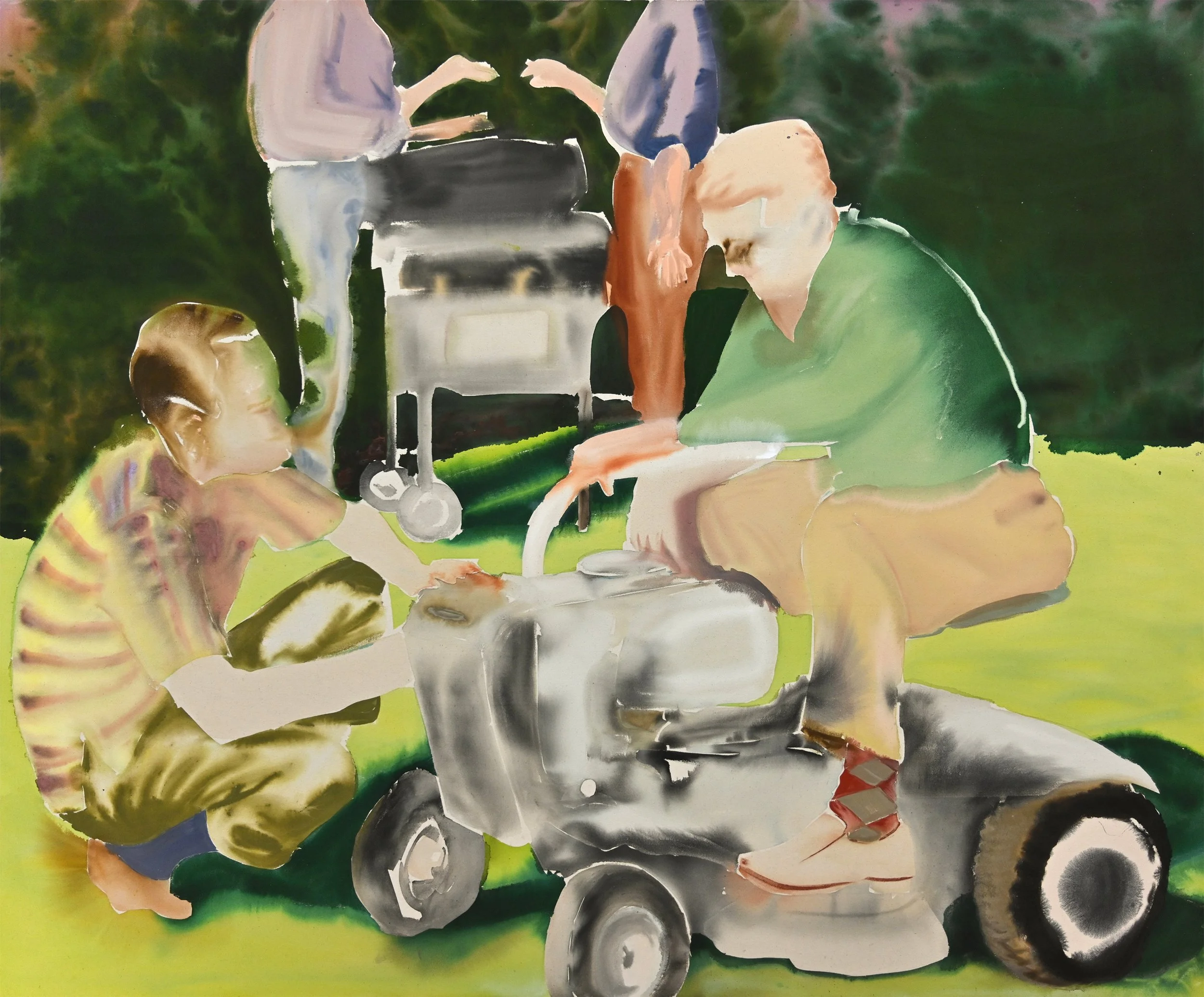 Julia García
 The Mower , 2023
Acrylic and ink on canvas
60 x 72 in | 152.5 x 183 cm
60 x 72 in (framed) | 152.5 x 183 cm (framed)