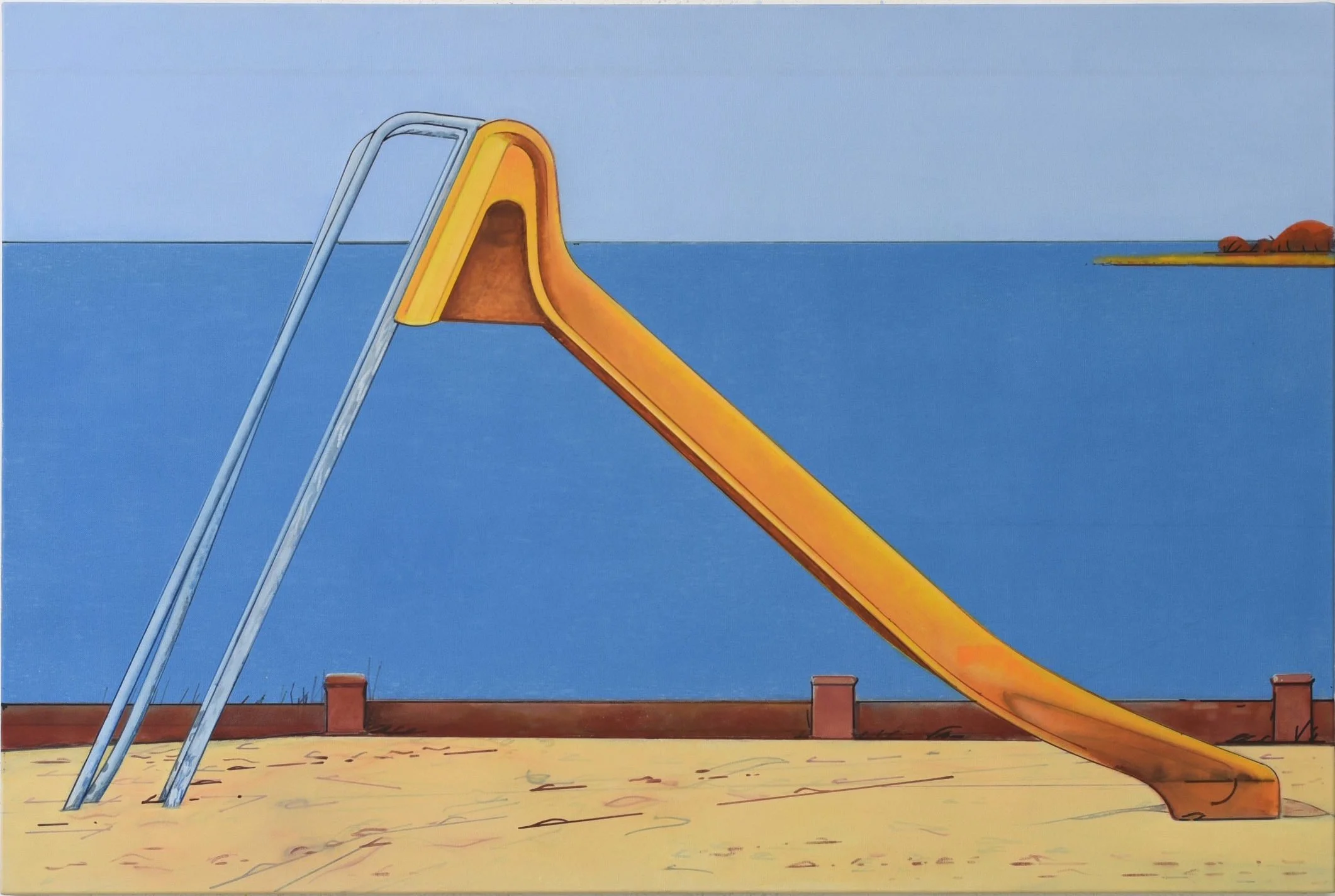  Rutsche , 2017
Oil on linen
47 1/4 x 70 5/8 in | 120 x 180 cm