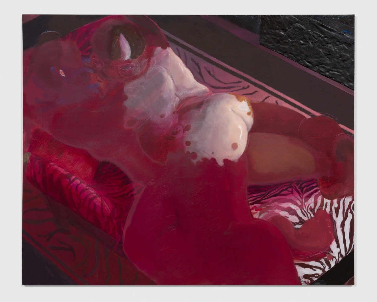  Pillow Salesman , 2021
Acrylic, oil, pastel, and gold leaf on PVC
70 x 82.5 cm | 27 1/2 x 32 1/2 in