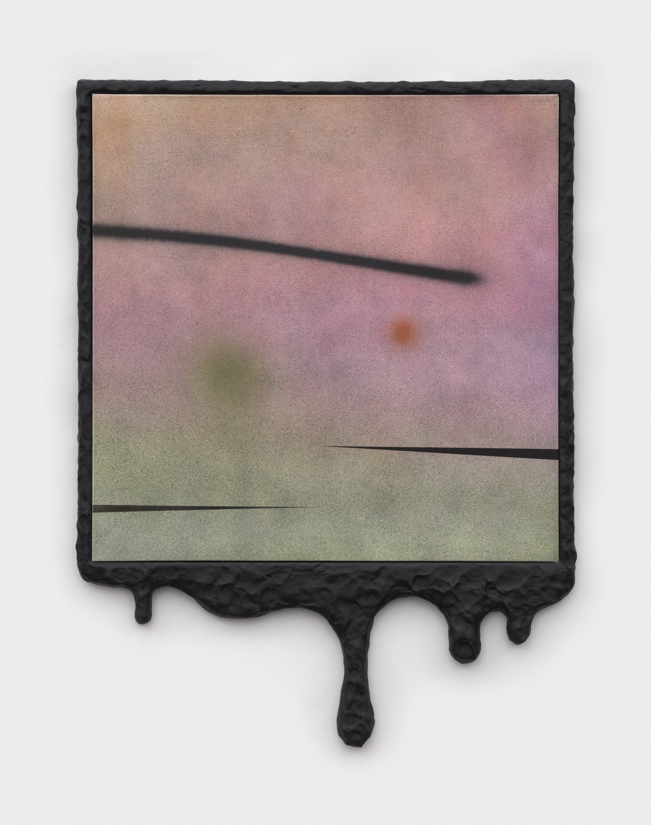  Sunrise (Dripping Pink) , 2022
Acrylic on canvas, painted wood frame, steel, cotton rope, dibond
58 x 48 cm | 23 x 19 in